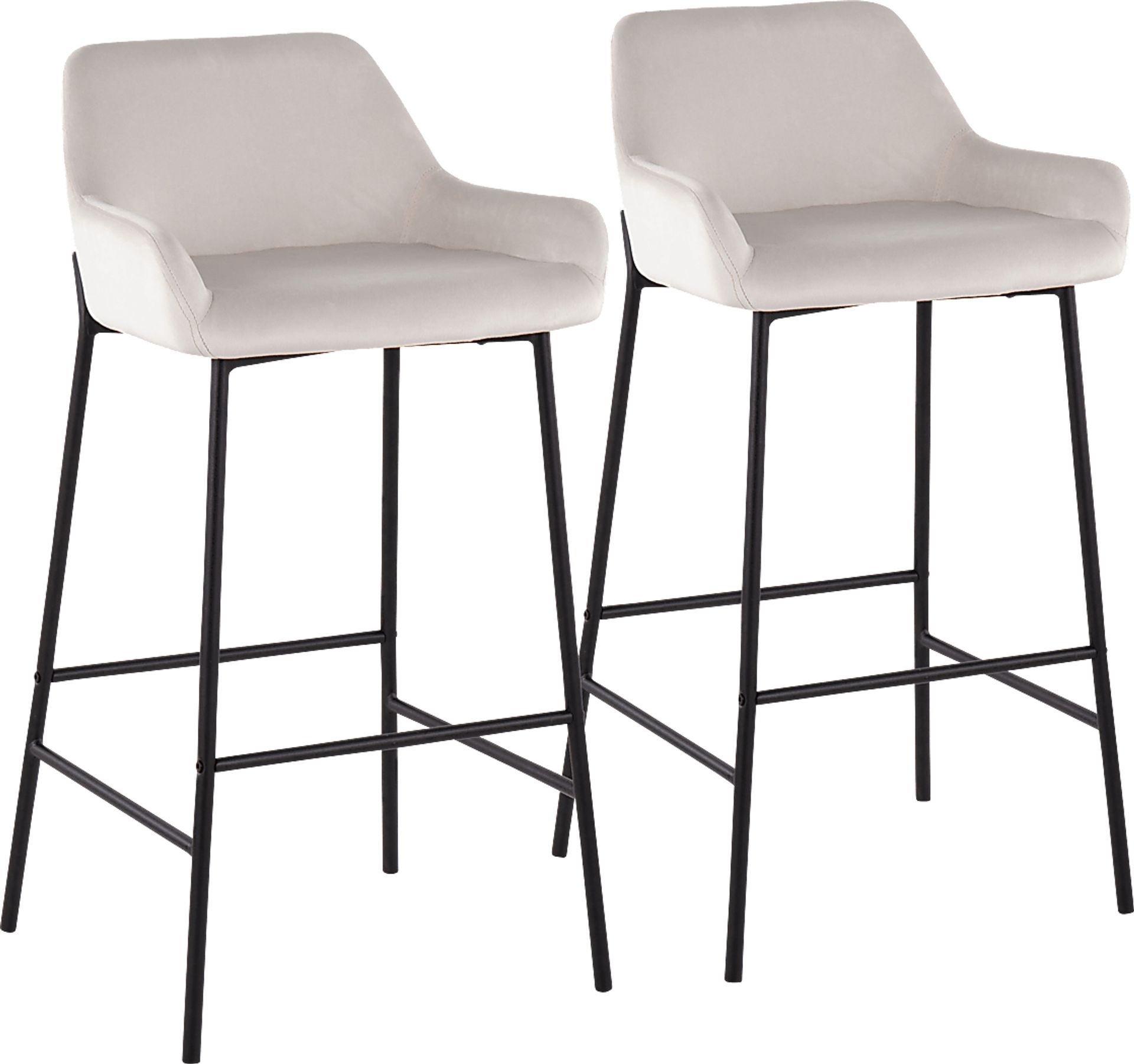 Rimcrest II White Velvet Barstool Set of 2 - Image 1