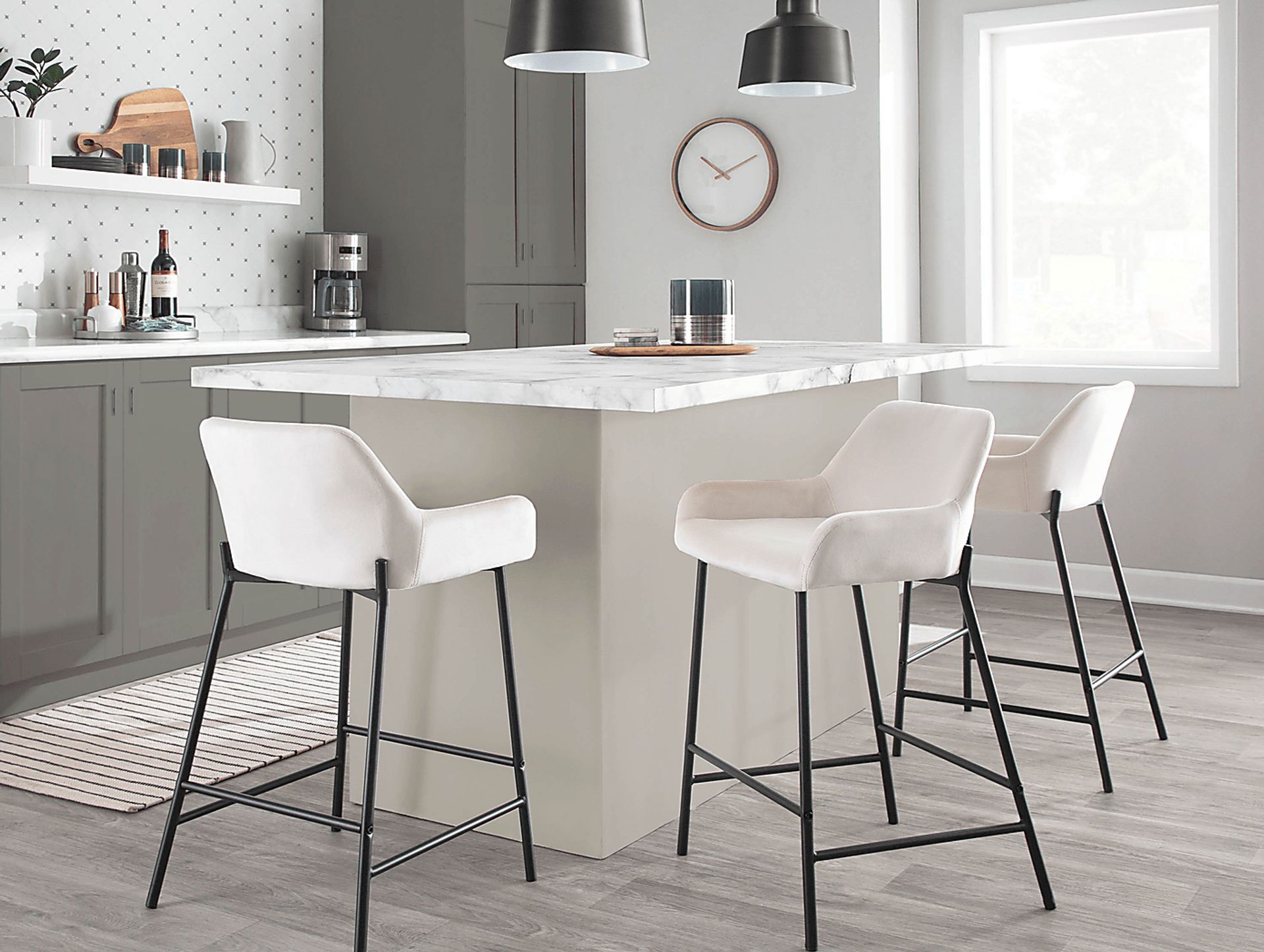 Rimcrest II White Velvet Counter Stool Set of 2 - Image 9