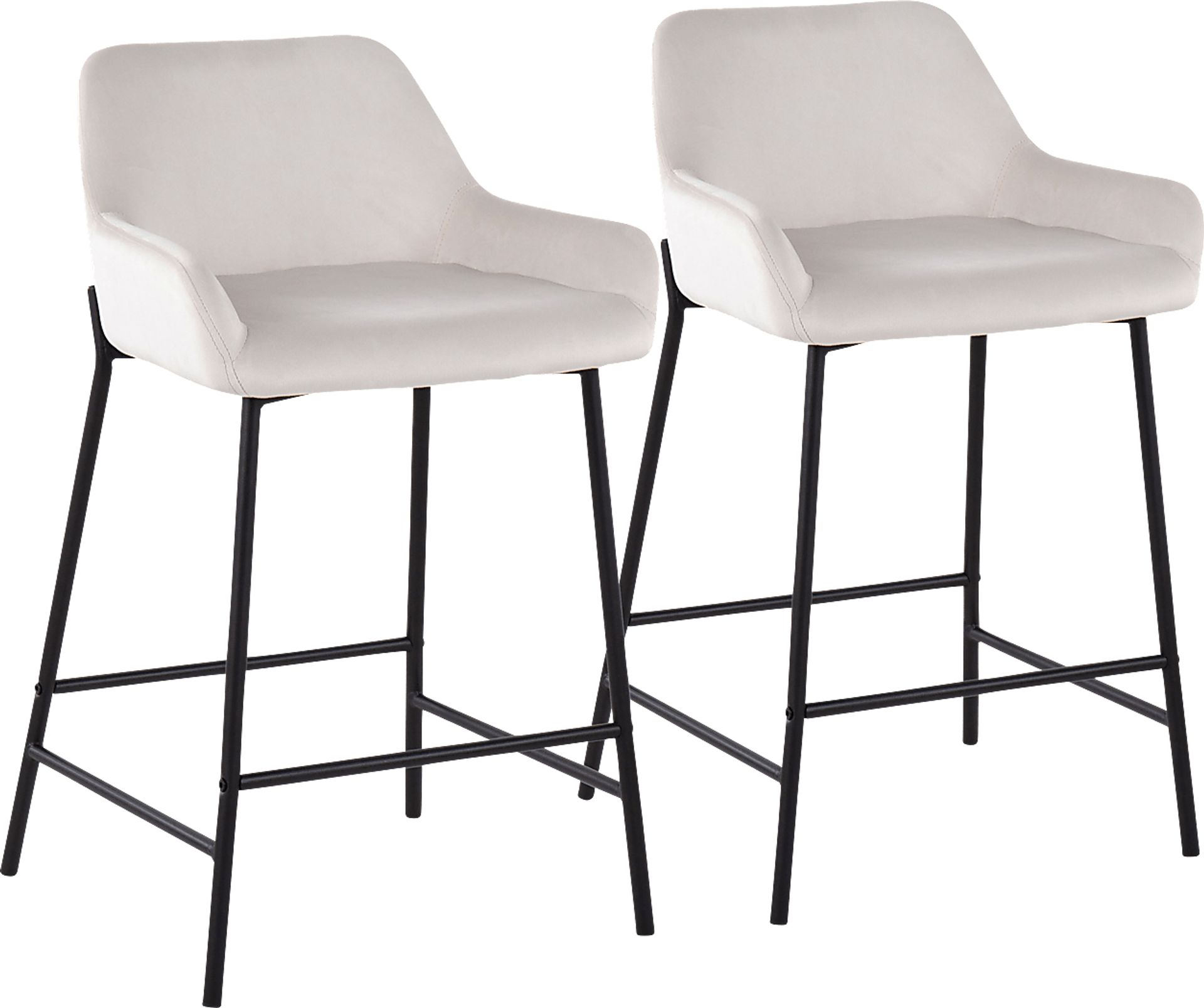 Rimcrest II White Velvet Counter Stool Set of 2 - Image 1