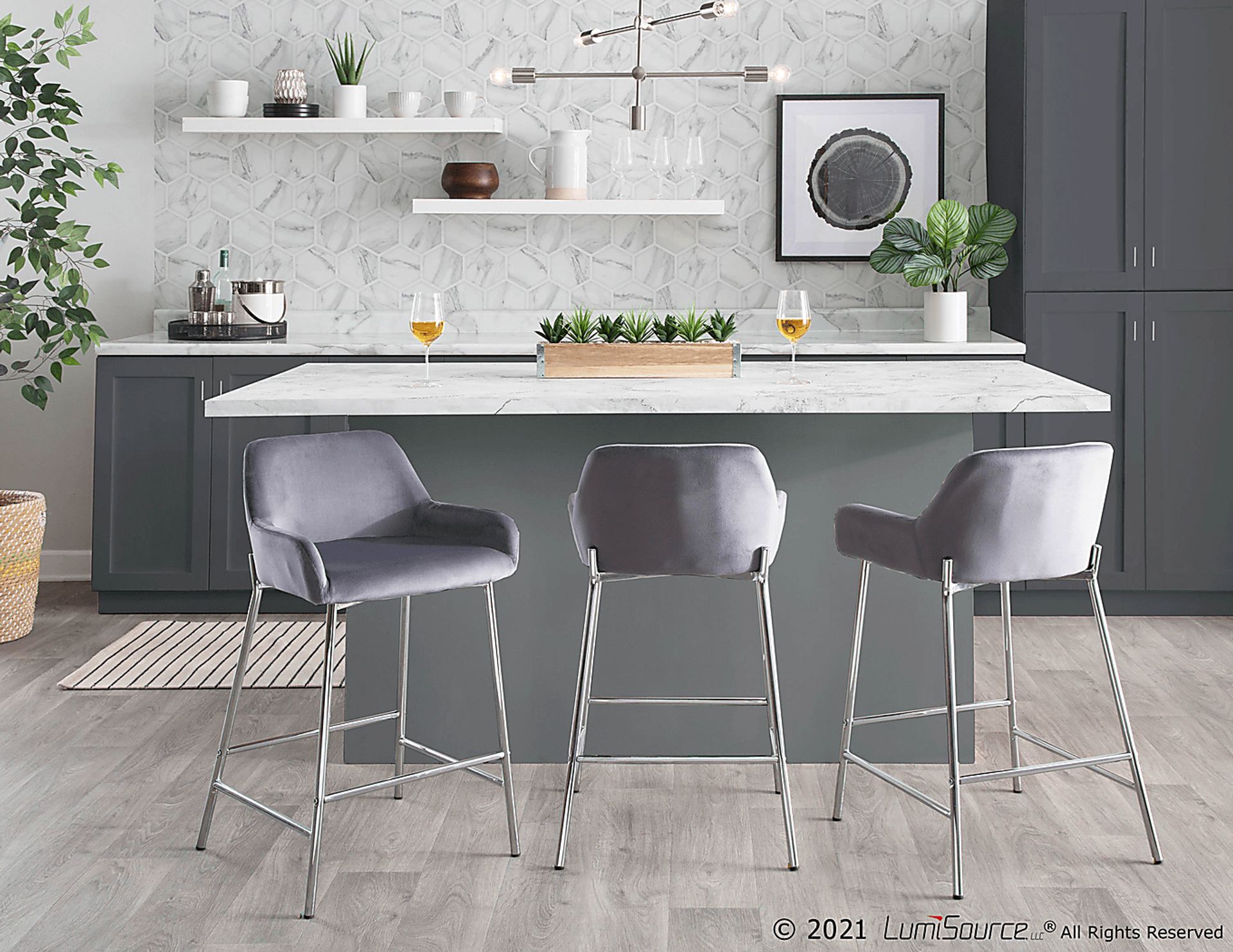 Rimcrest III Silver Counter Height Stool Set of 2 - Image 8