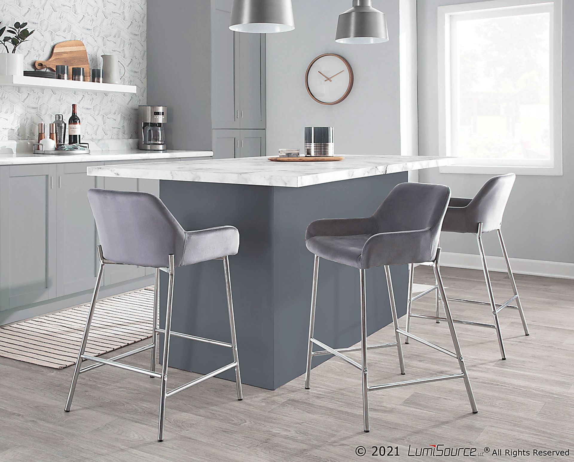 Rimcrest III Silver Counter Height Stool Set of 2 - Image 9