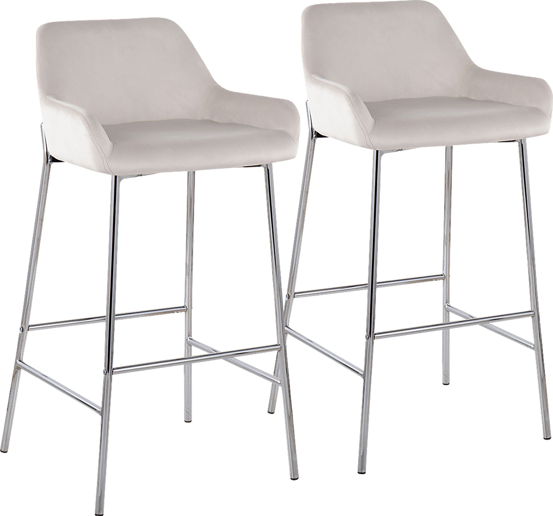 Rimcrest III White Velvet Barstool Set of 2 - Image 1