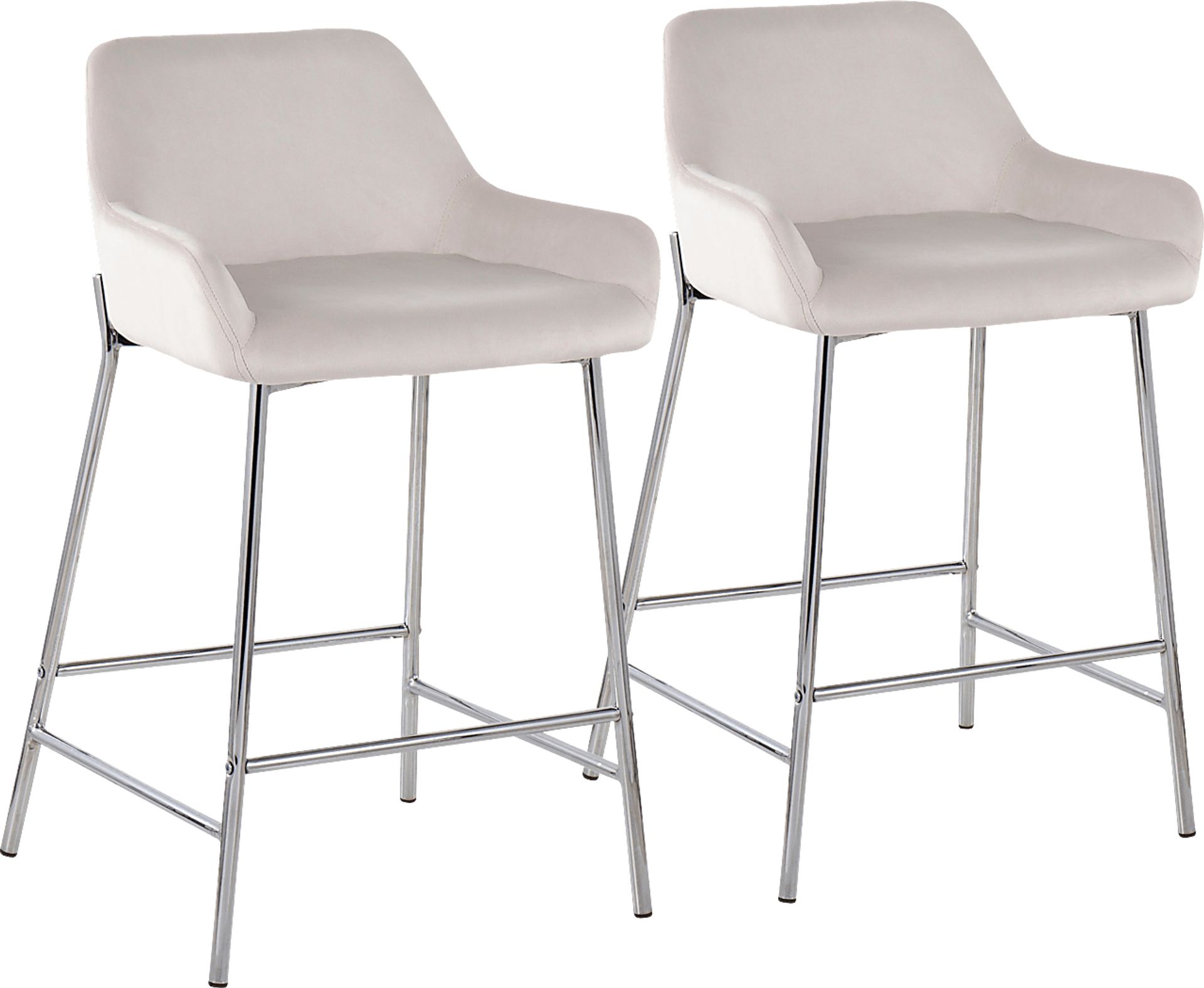 Rimcrest III White Velvet Counter Height Stool Set of 2 - Image 1