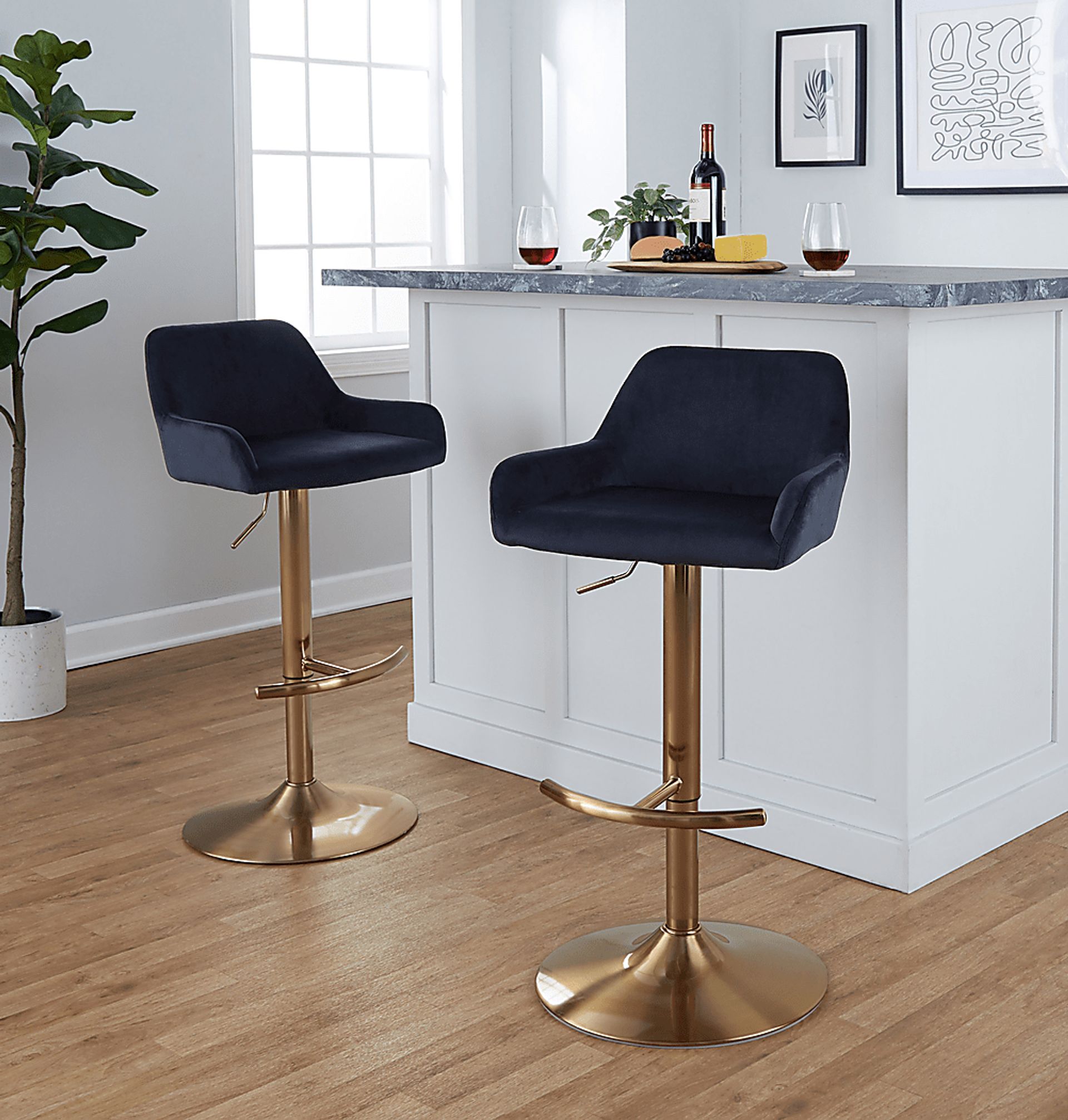Rimcrest IV Black Adjustable Swivel Barstool, Set of 2 - Image 2