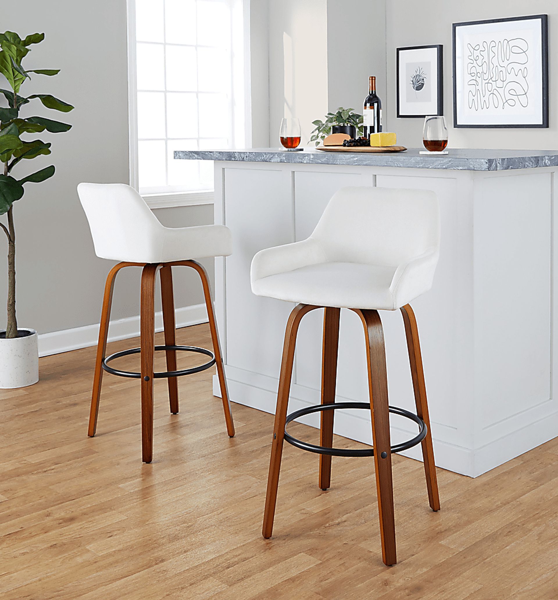 Rimcrest IV White Swivel Barstool, Set of 2 - Image 2