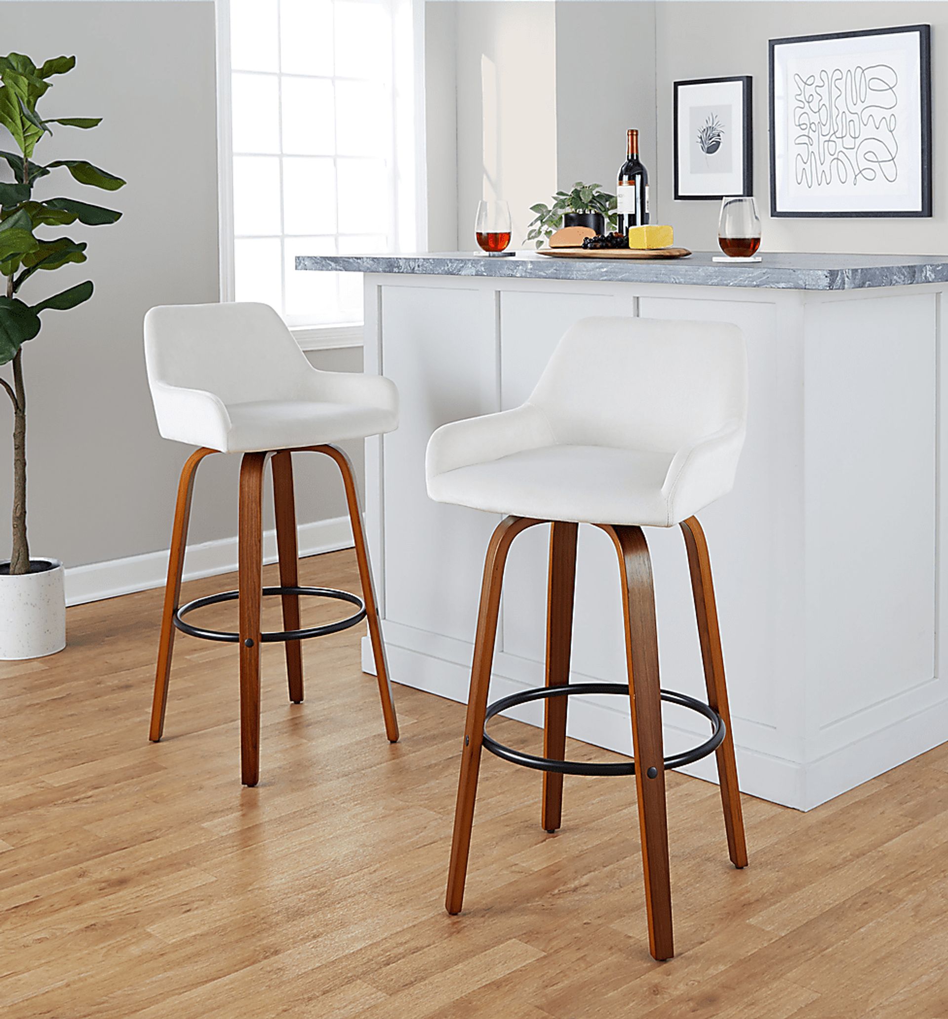 Rimcrest IV White Swivel Barstool, Set of 2 - Image 3