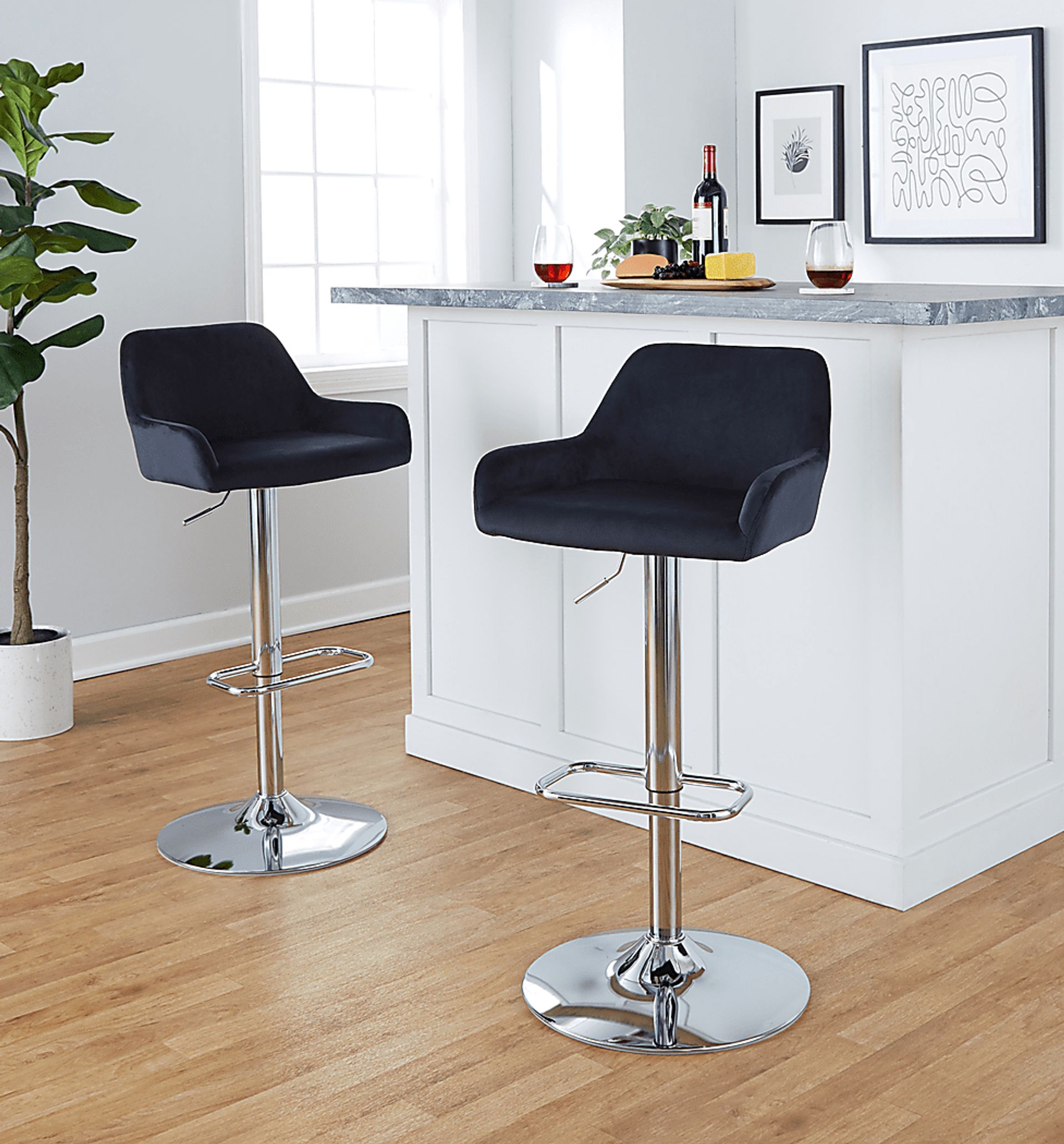 Rimcrest IX Black Adjustable Swivel Barstool, Set of 2 - Image 2