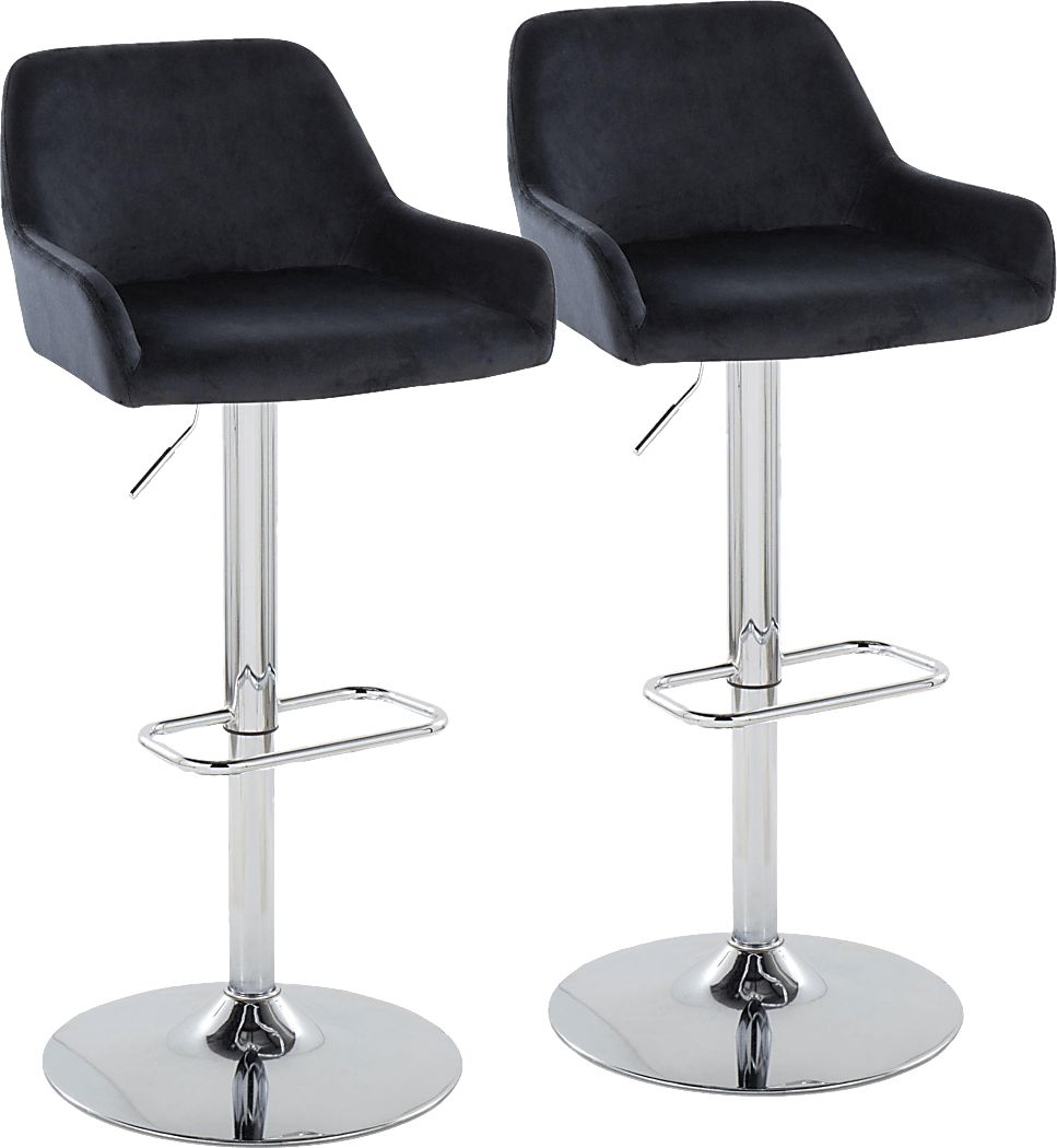 Rimcrest IX Black Adjustable Swivel Barstool, Set of 2