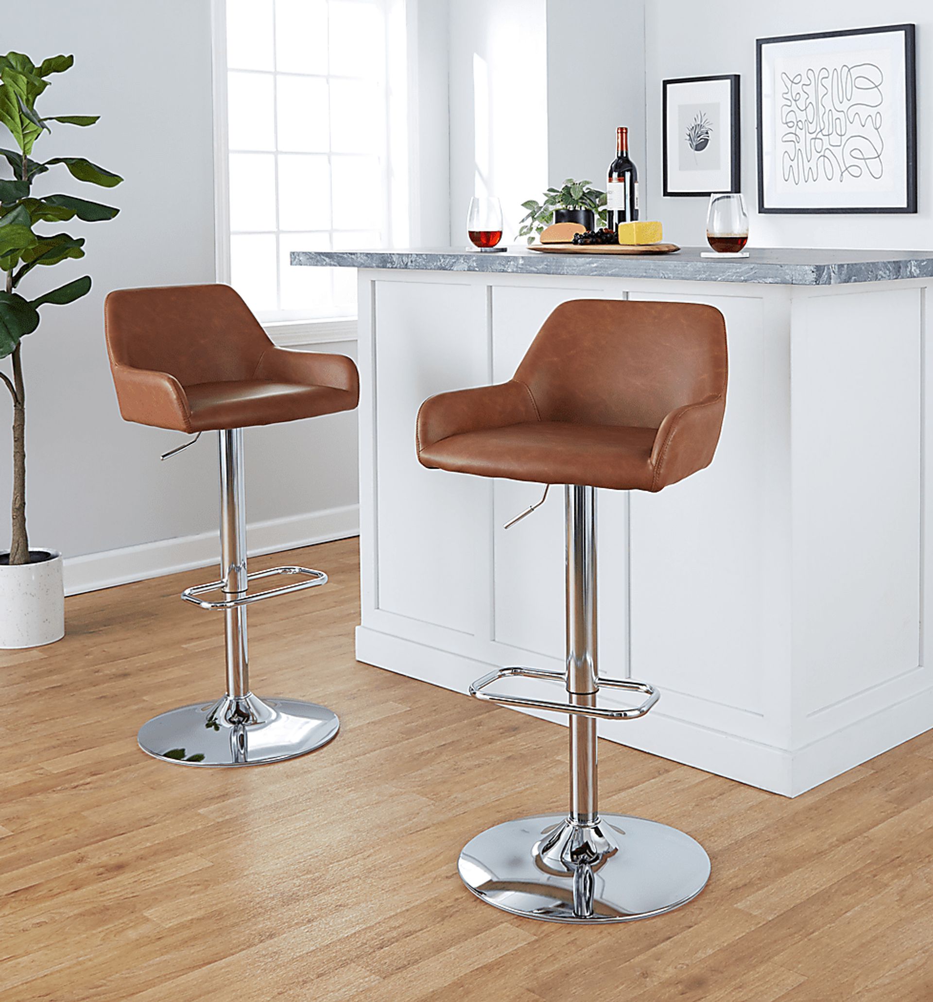 Rimcrest IX Camel Adjustable Swivel Barstool, Set of 2 - Image 2
