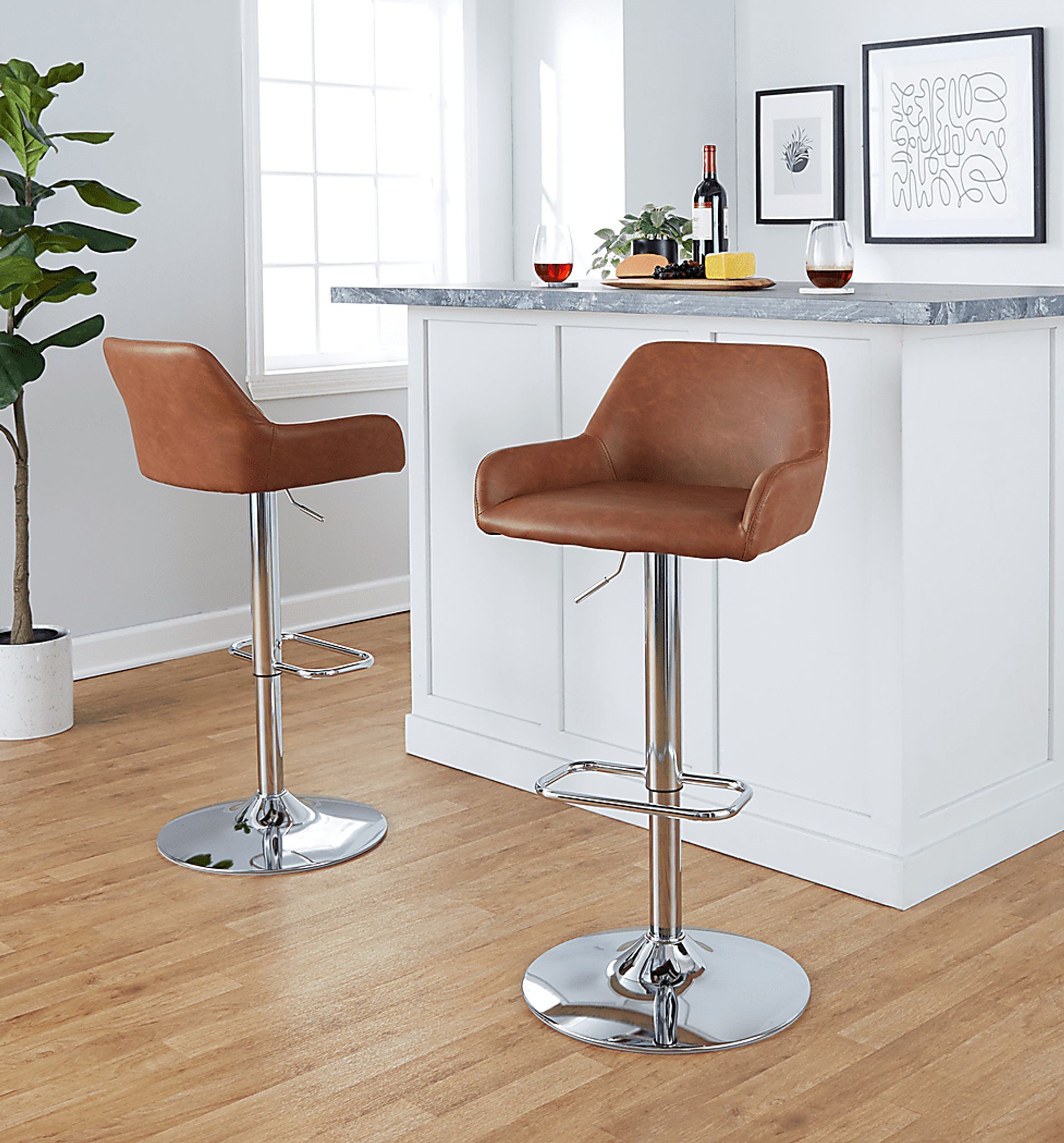 Rimcrest IX Camel Adjustable Swivel Barstool, Set of 2 - Image 3