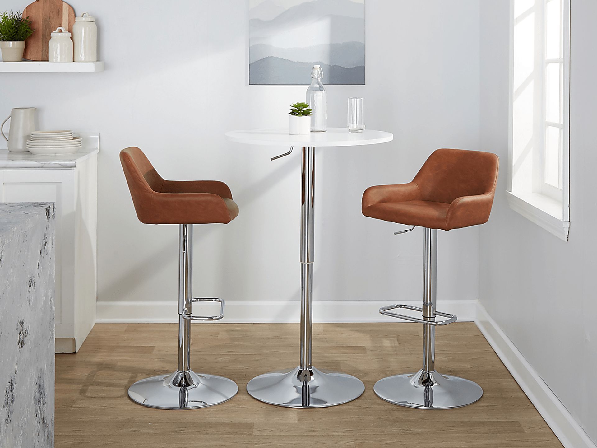 Rimcrest IX Camel Adjustable Swivel Barstool, Set of 2 - Image 4