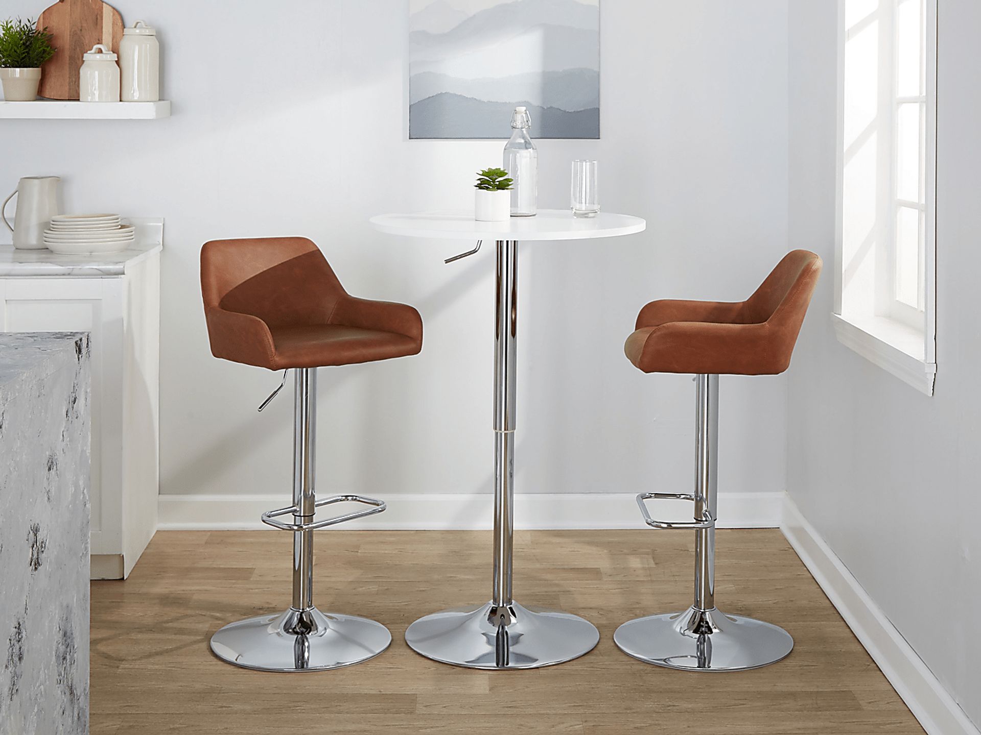Rimcrest IX Camel Adjustable Swivel Barstool, Set of 2 - Image 5