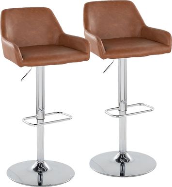 Rimcrest IX Camel Adjustable Swivel Barstool, Set of 2