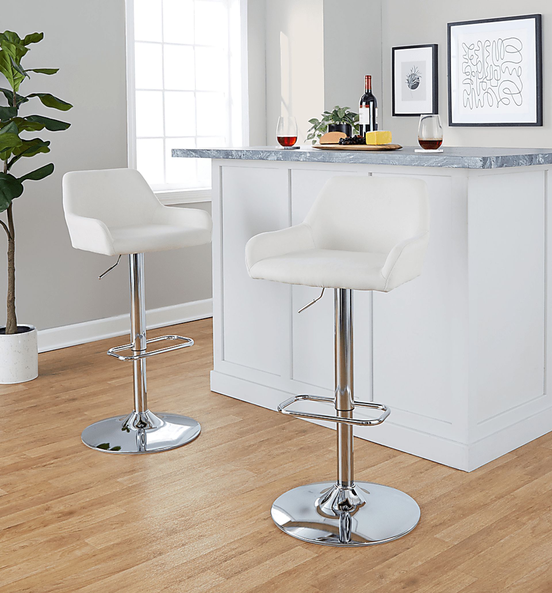 Rimcrest IX Cream Adjustable Swivel Barstool, Set of 2 - Image 2