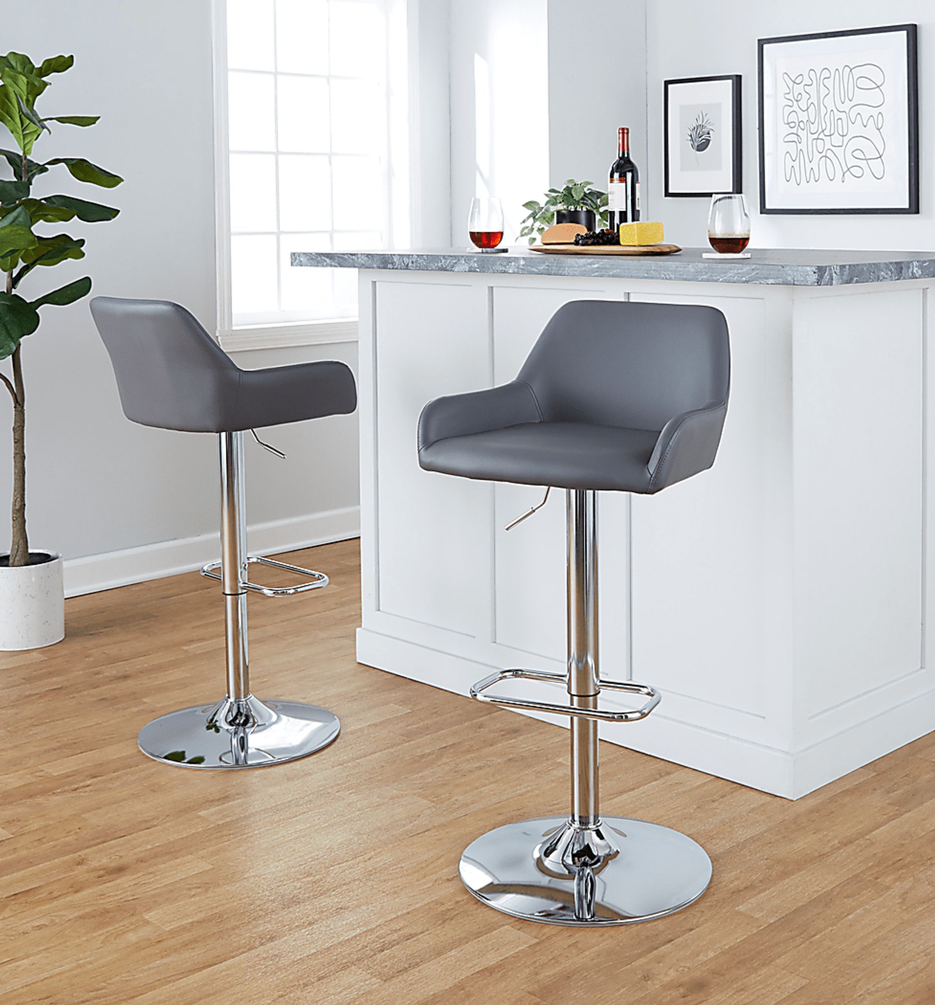Rimcrest IX Gray Adjustable Swivel Barstool, Set of 2 - Image 3