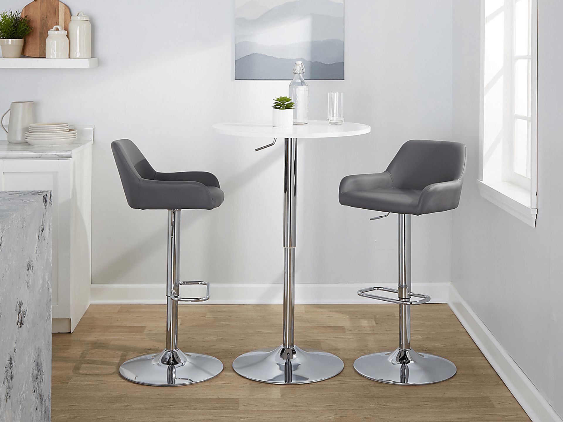 Rimcrest IX Gray Adjustable Swivel Barstool, Set of 2 - Image 4