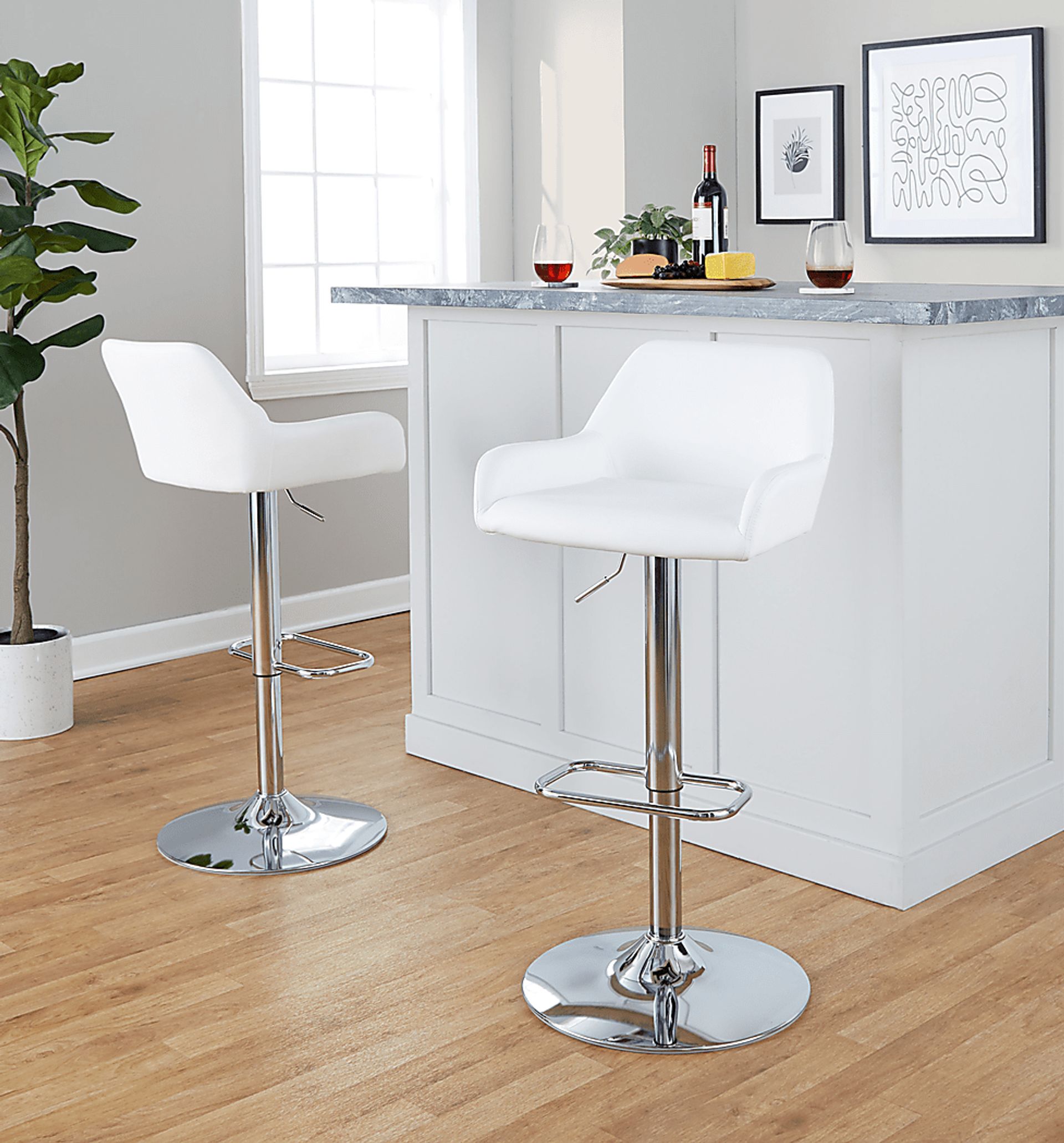 Rimcrest IX White Adjustable Swivel Barstool, Set of 2 - Image 3