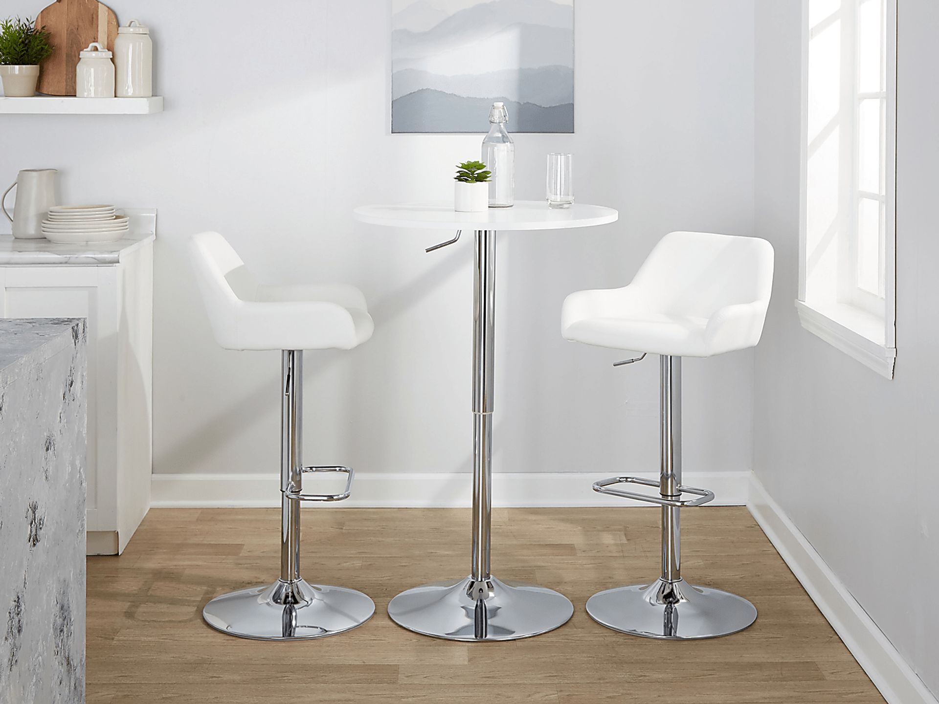 Rimcrest IX White Adjustable Swivel Barstool, Set of 2 - Image 4