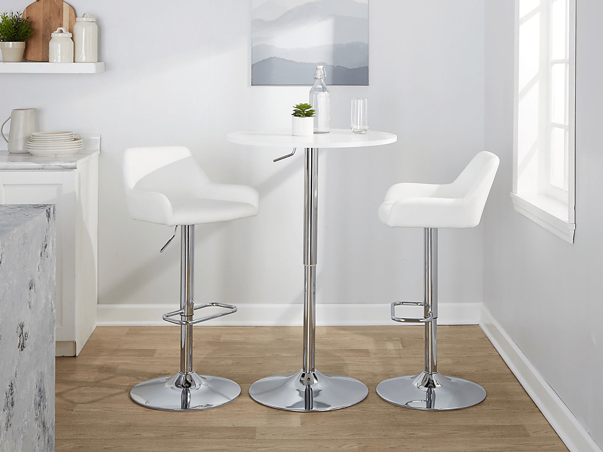 Rimcrest IX White Adjustable Swivel Barstool, Set of 2 - Image 5