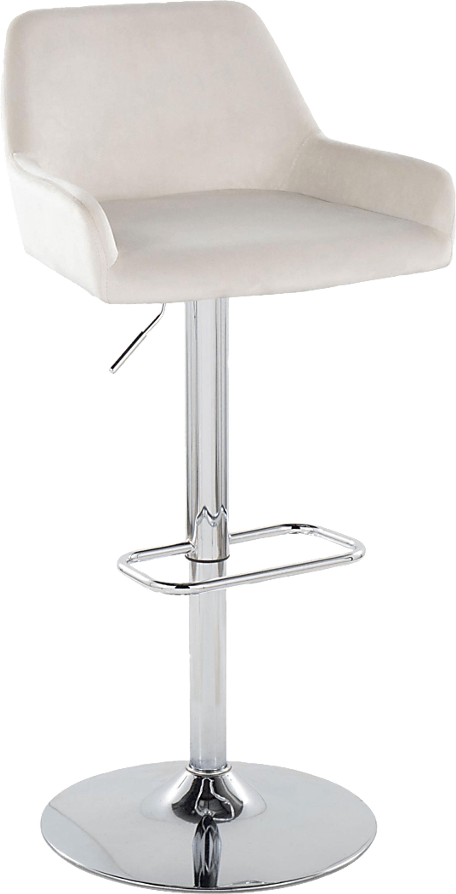 Rimcrest IX White Velvet Adjustable Swivel Barstool, Set of 2 - Image 9