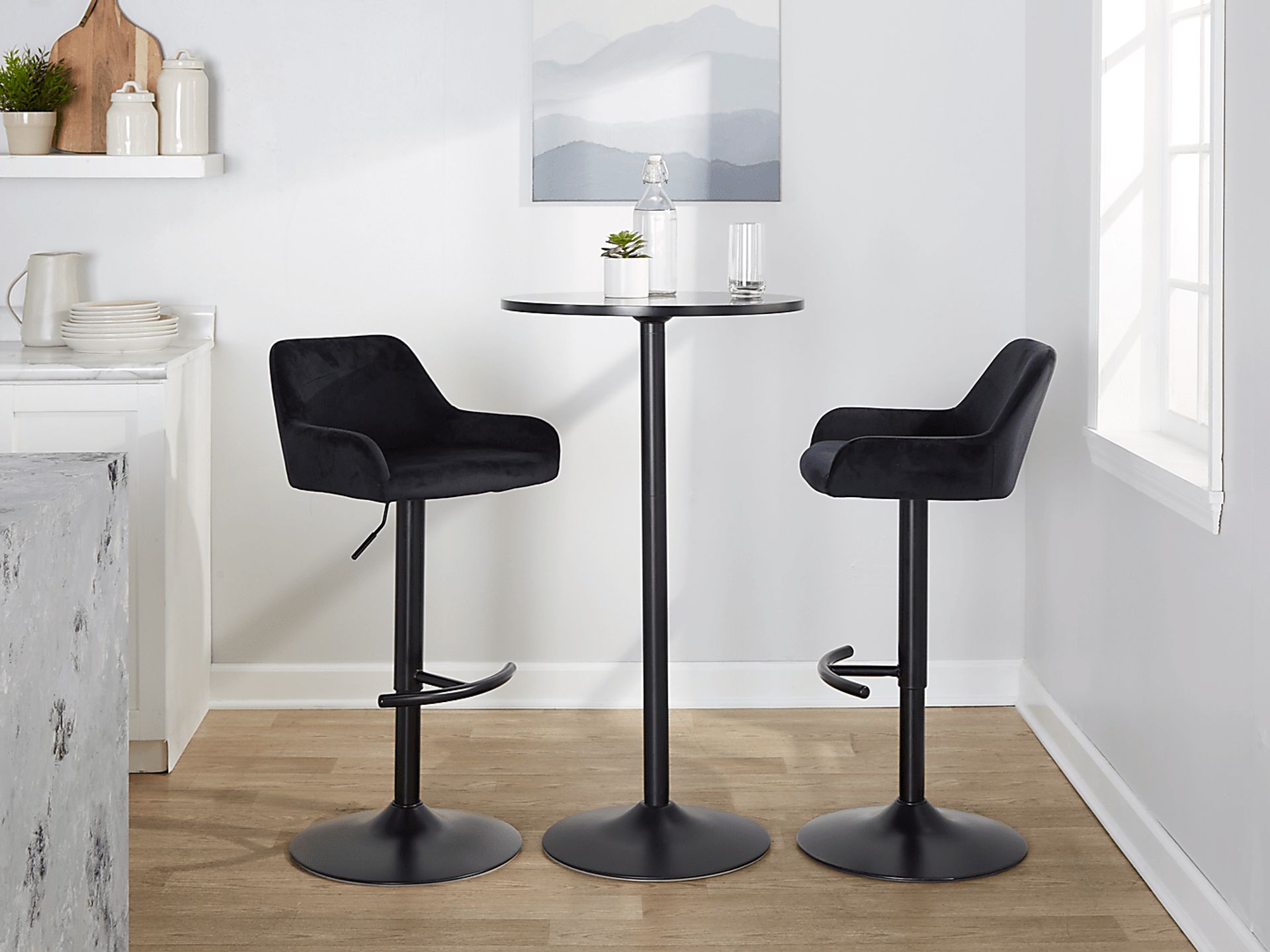 Rimcrest V Black Adjustable Swivel Barstool, Set of 2 - Image 4