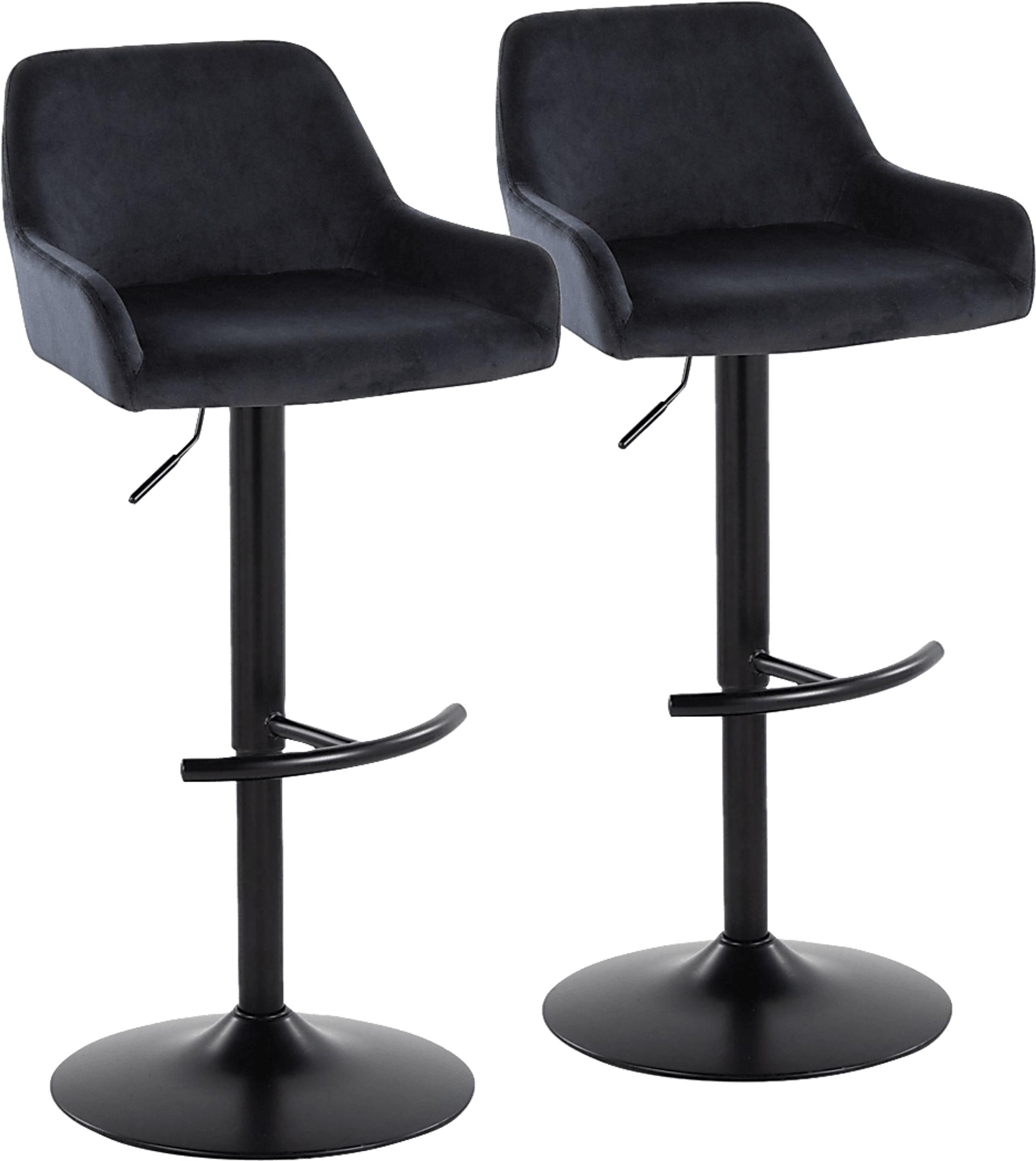 Rimcrest V Black Adjustable Swivel Barstool, Set of 2 - Image 1
