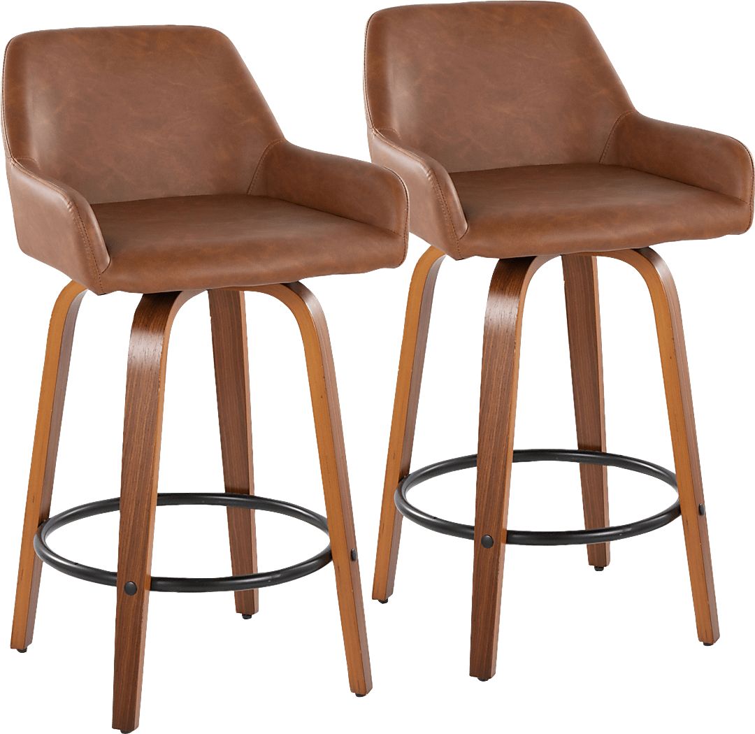 Rimcrest VI Camel Swivel Counter Height Stool, Set of 2