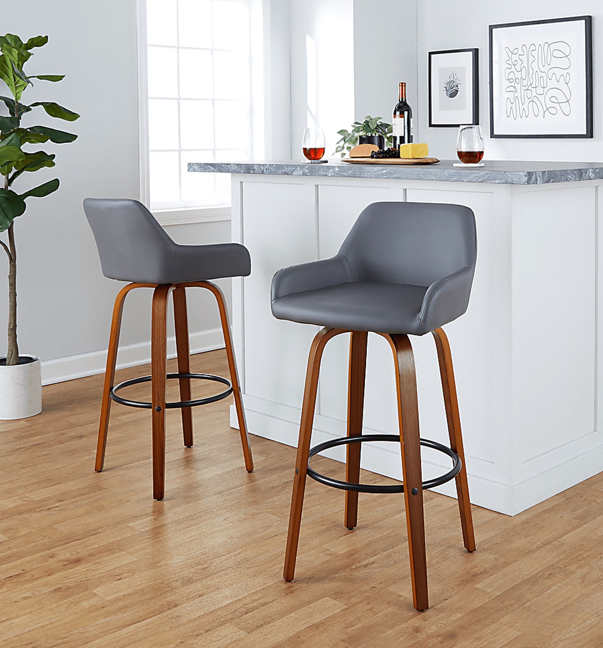 Rimcrest VI Gray Swivel Barstool, Set of 2 - Image 2