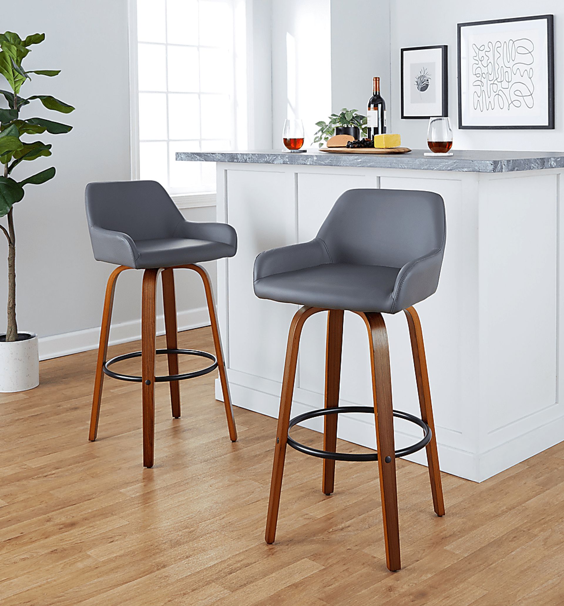 Rimcrest VI Gray Swivel Barstool, Set of 2 - Image 3