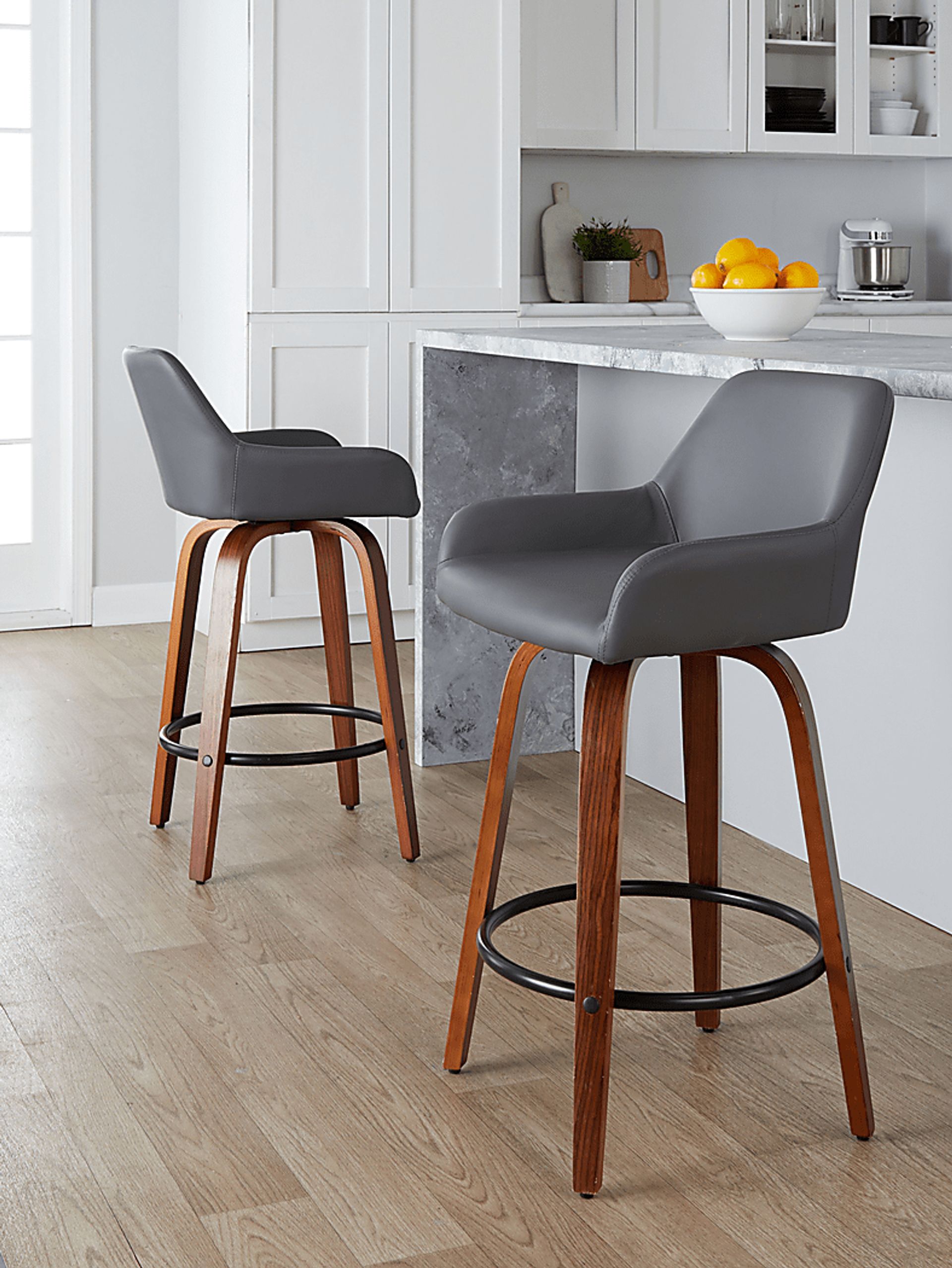 Rimcrest VI Gray Swivel Counter Height Stool, Set of 2 - Image 2