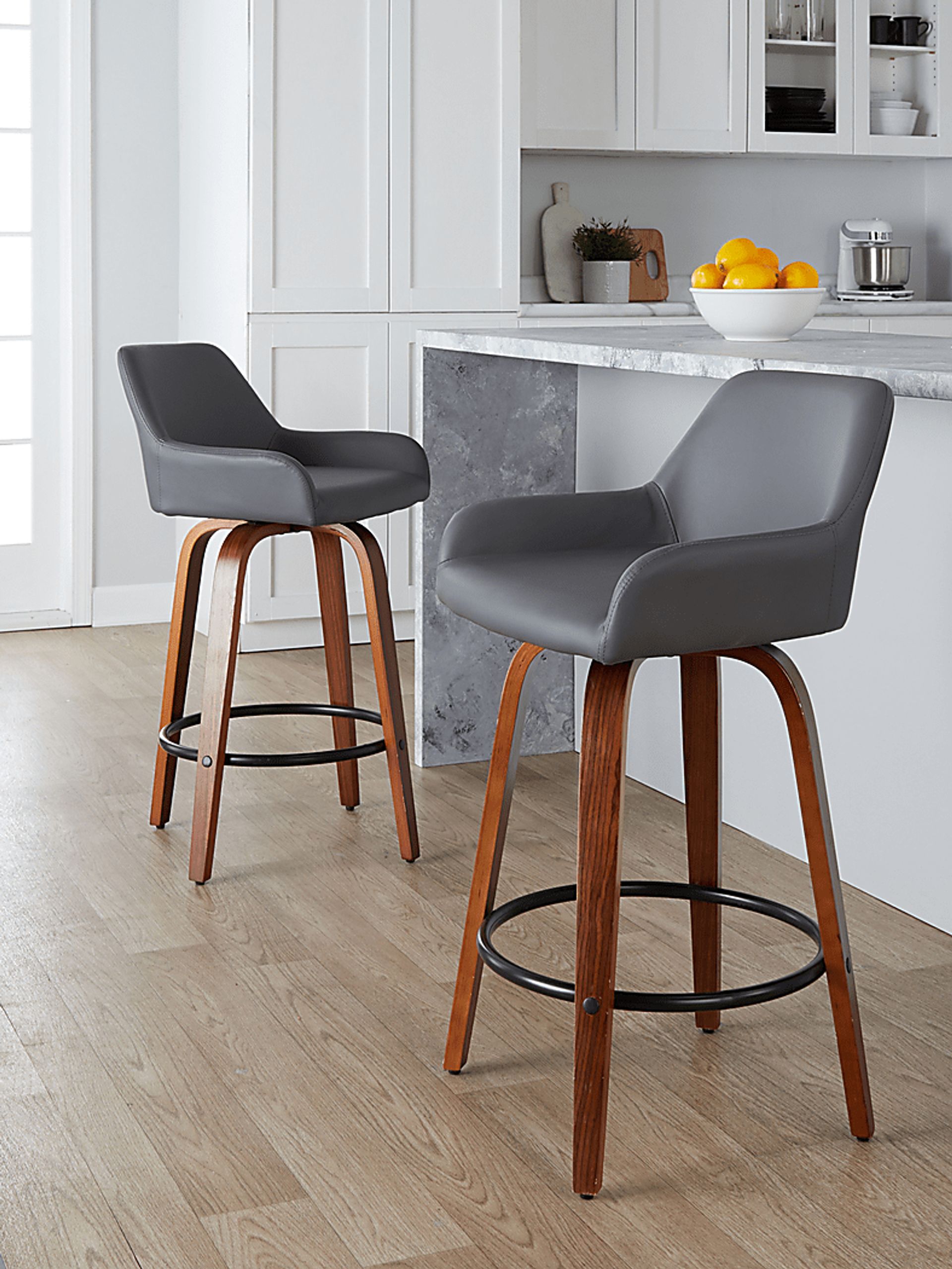 Rimcrest VI Gray Swivel Counter Height Stool, Set of 2 - Image 3