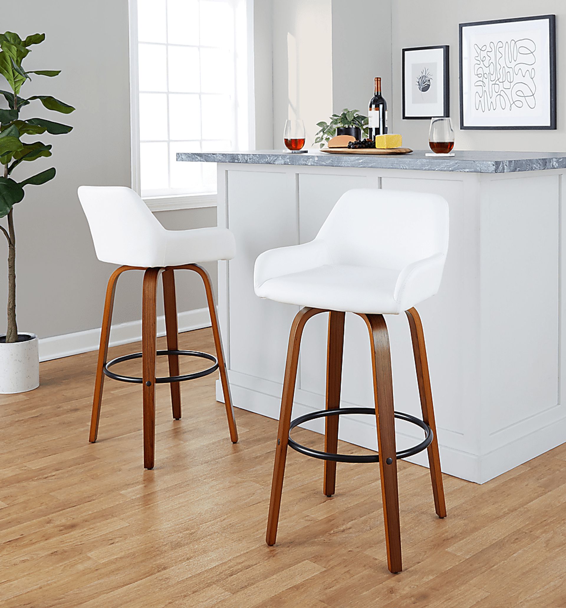 Rimcrest VI White Swivel Barstool, Set of 2 - Image 2