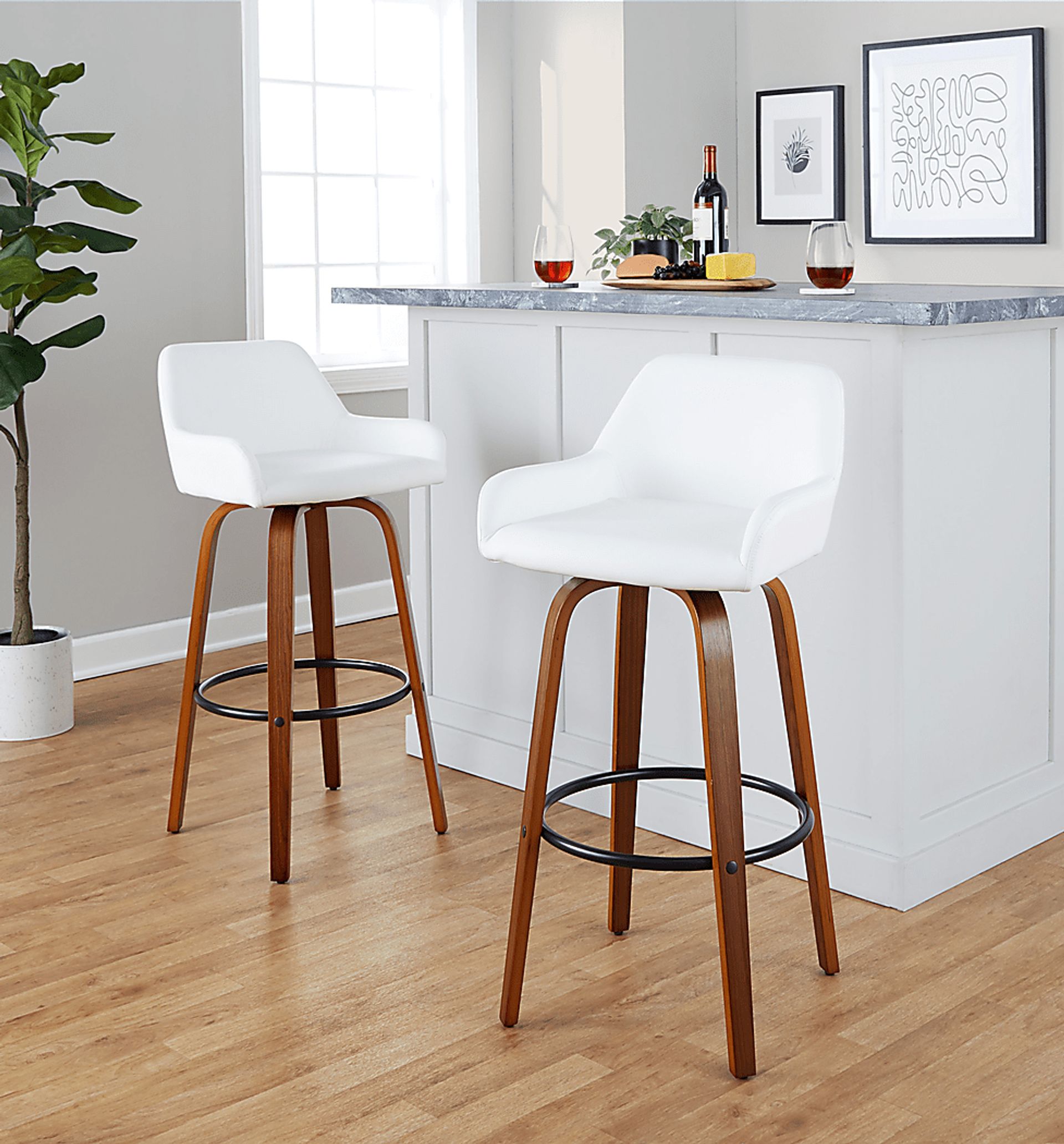 Rimcrest VI White Swivel Barstool, Set of 2 - Image 3