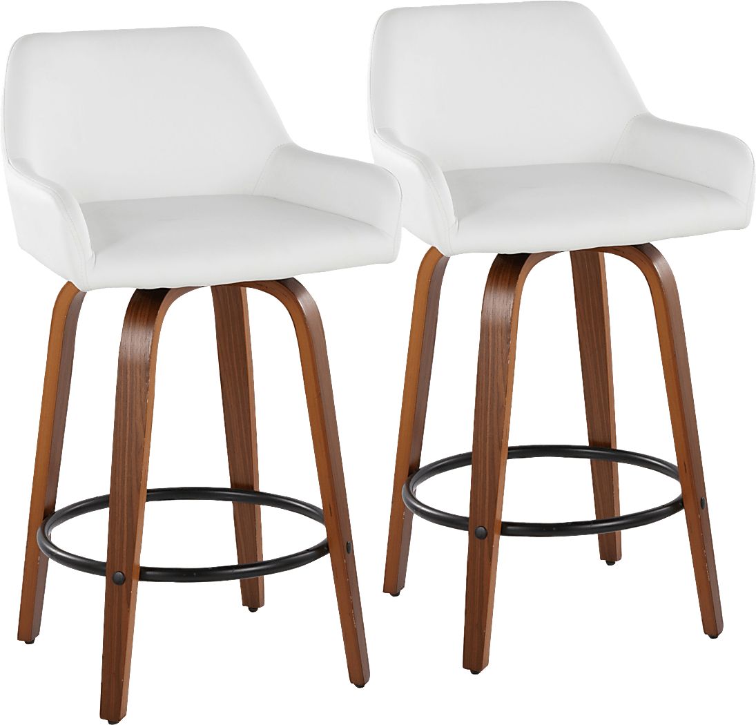 Rimcrest VI White Swivel Counter Height Stool, Set of 2