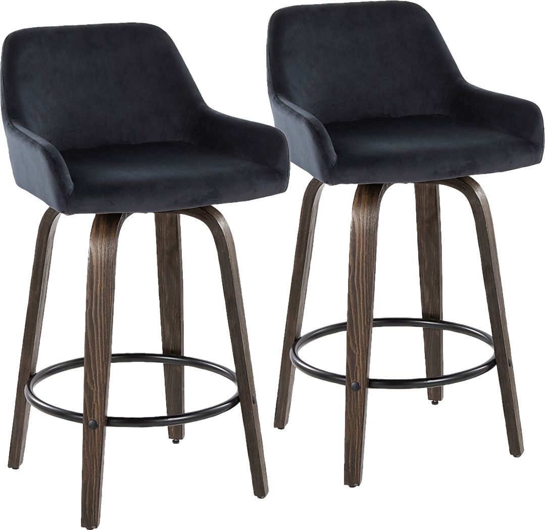 Rimcrest VII Black Swivel Counter Height Stool, Set of 2