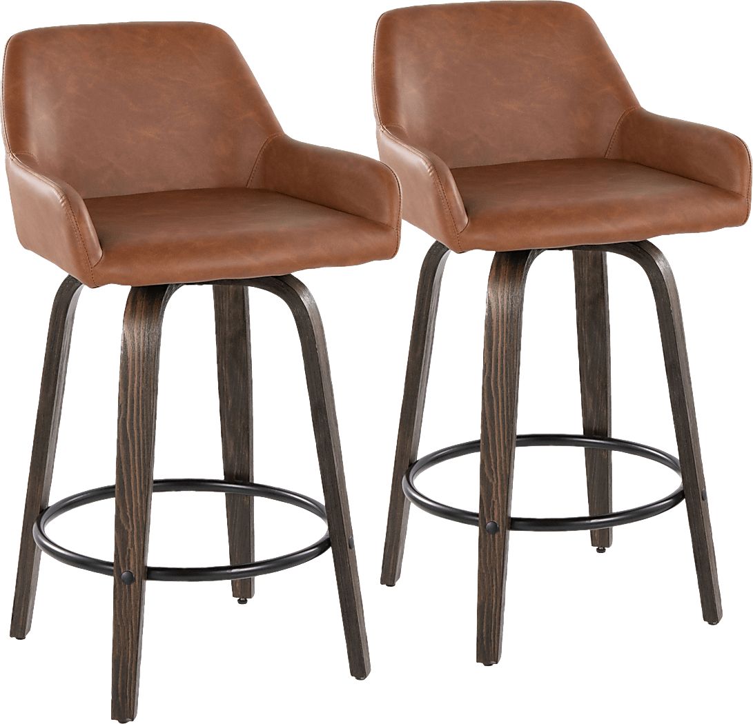 Rimcrest VII Camel Swivel Counter Height Stool, Set of 2