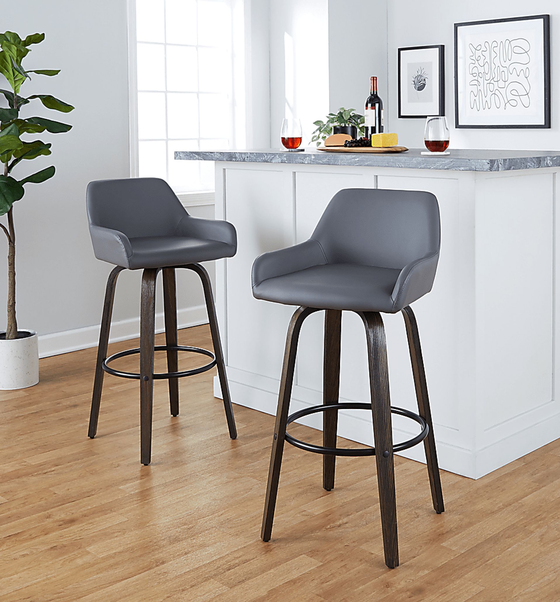 Rimcrest VII Gray Swivel Barstool, Set of 2 - Image 4