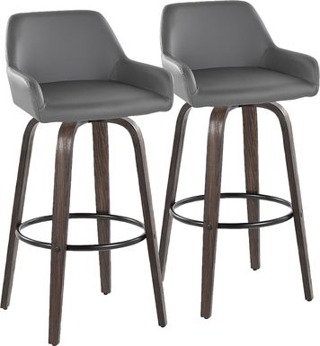 Rimcrest VII Gray Swivel Barstool, Set of 2