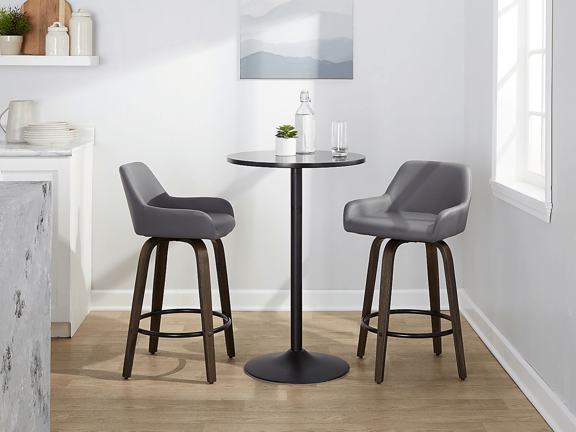 Rimcrest VII Gray Swivel Counter Height Stool, Set of 2 - Image 2