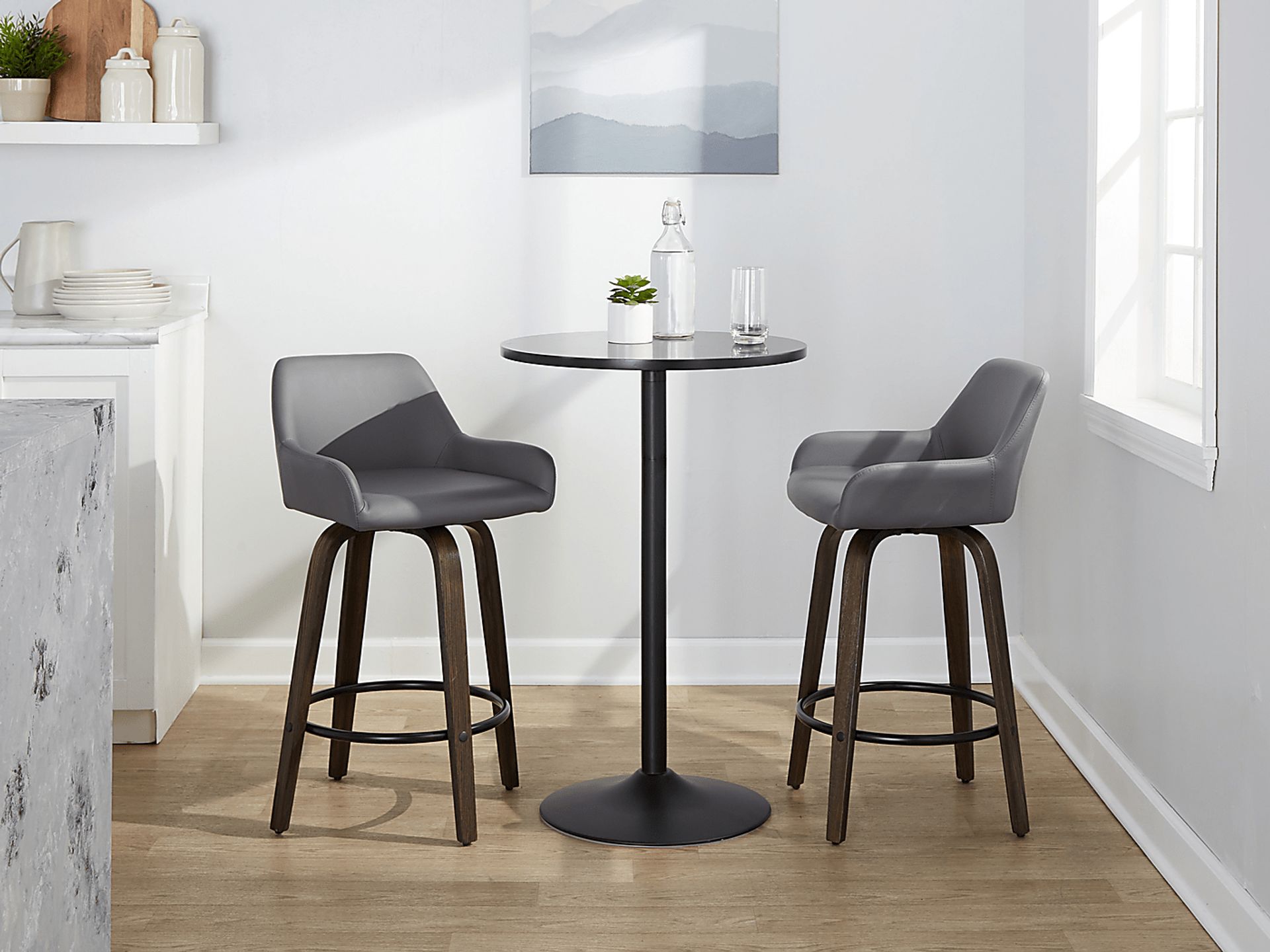 Rimcrest VII Gray Swivel Counter Height Stool, Set of 2 - Image 3