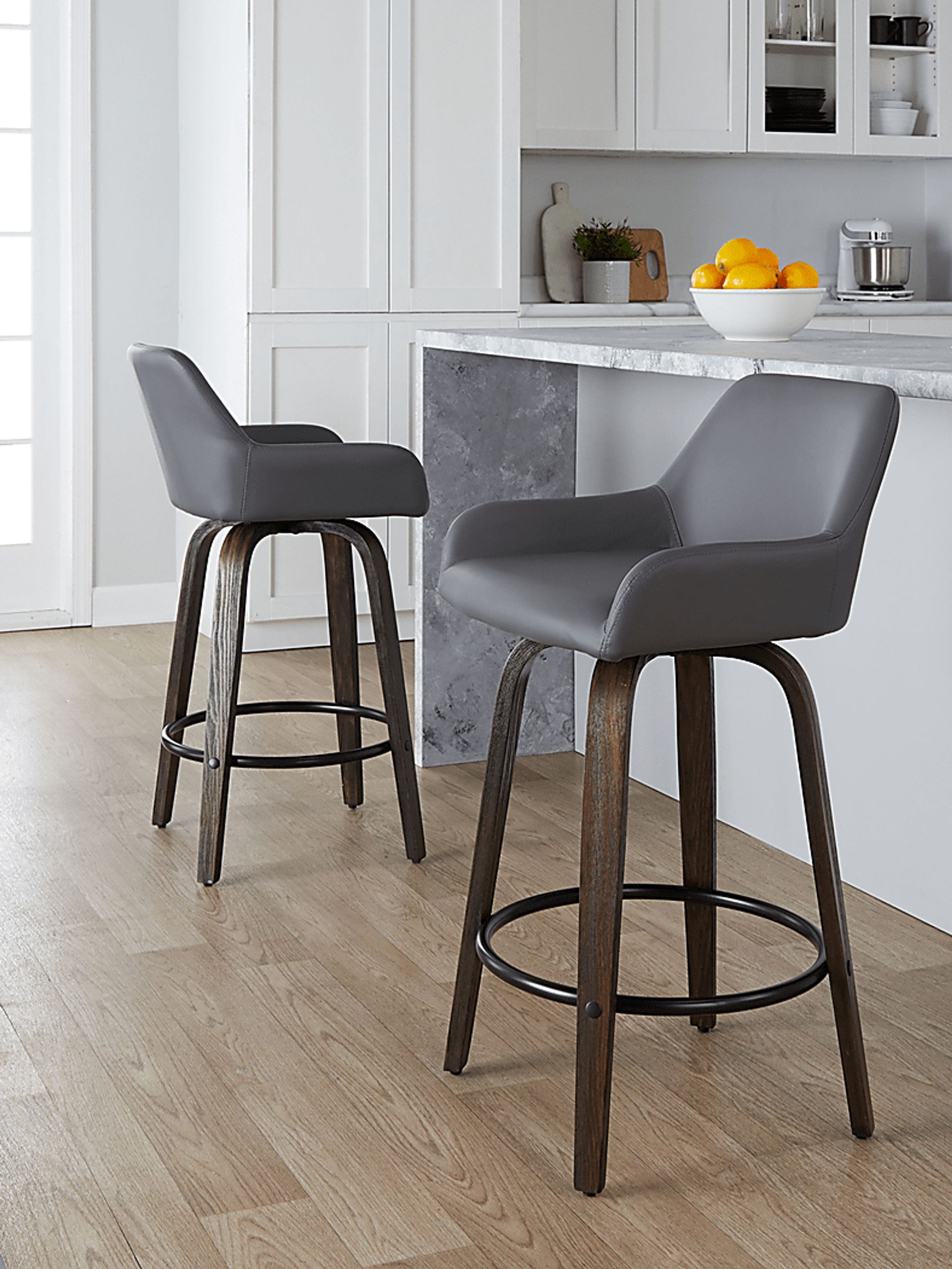 Rimcrest VII Gray Swivel Counter Height Stool, Set of 2 - Image 5