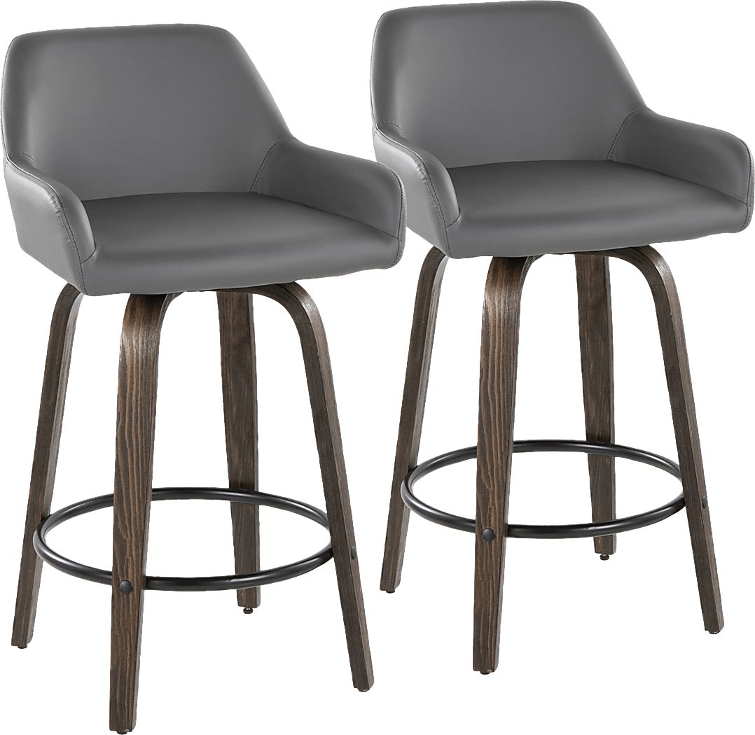 Rimcrest VII Gray Swivel Counter Height Stool, Set of 2