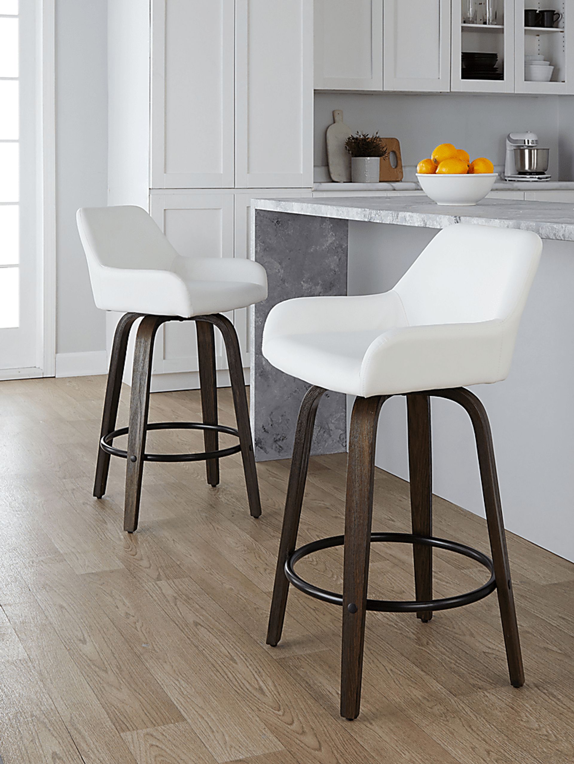 Rimcrest VII White Swivel Barstool, Set of 2 - Image 4