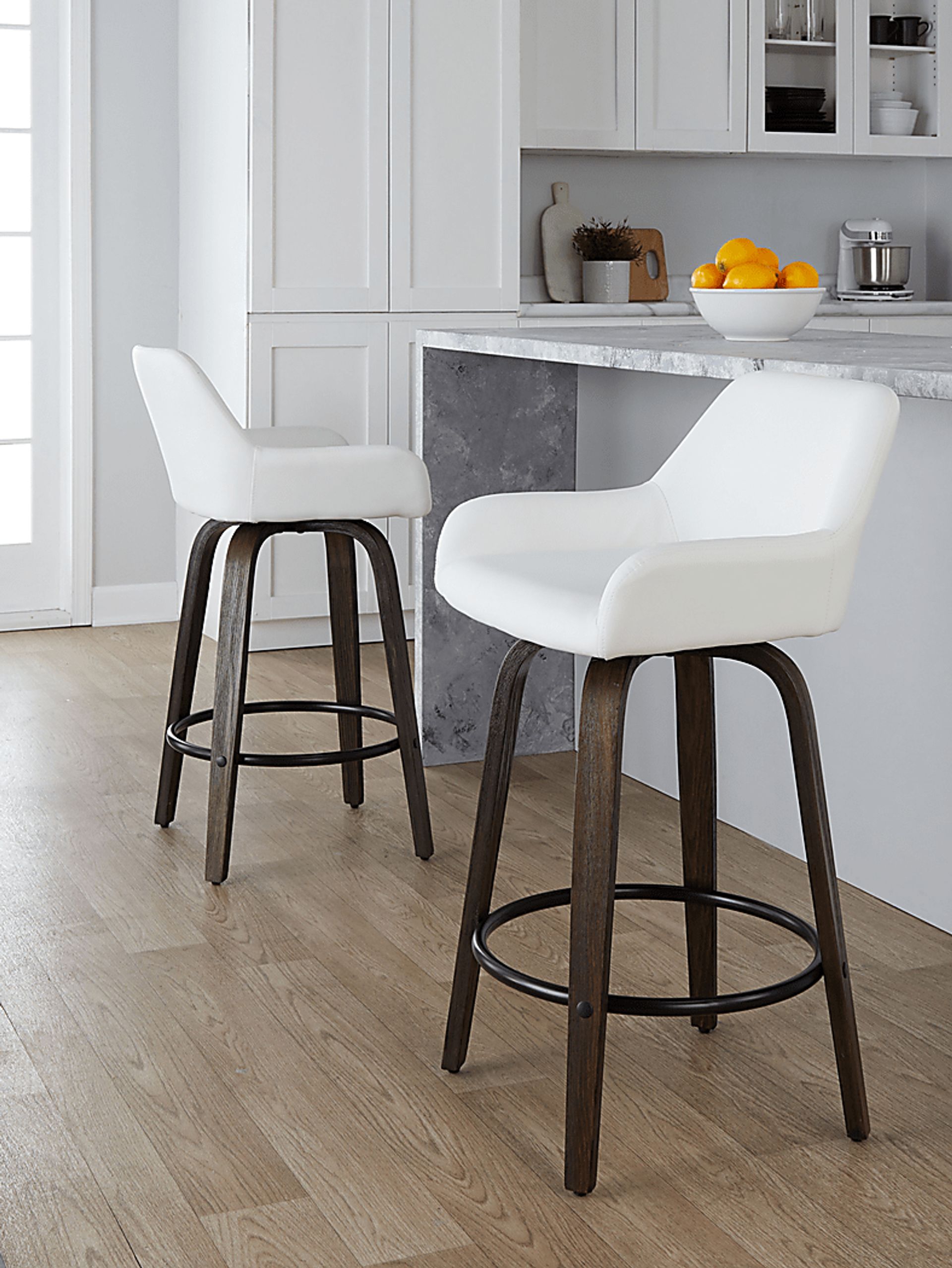 Rimcrest VII White Swivel Barstool, Set of 2 - Image 5
