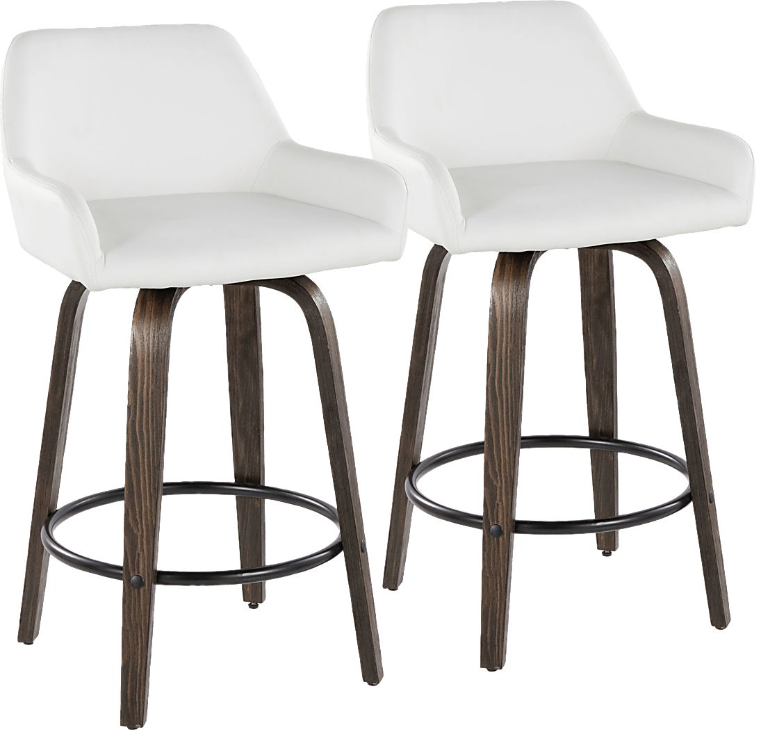 Rimcrest VII White Swivel Barstool, Set of 2