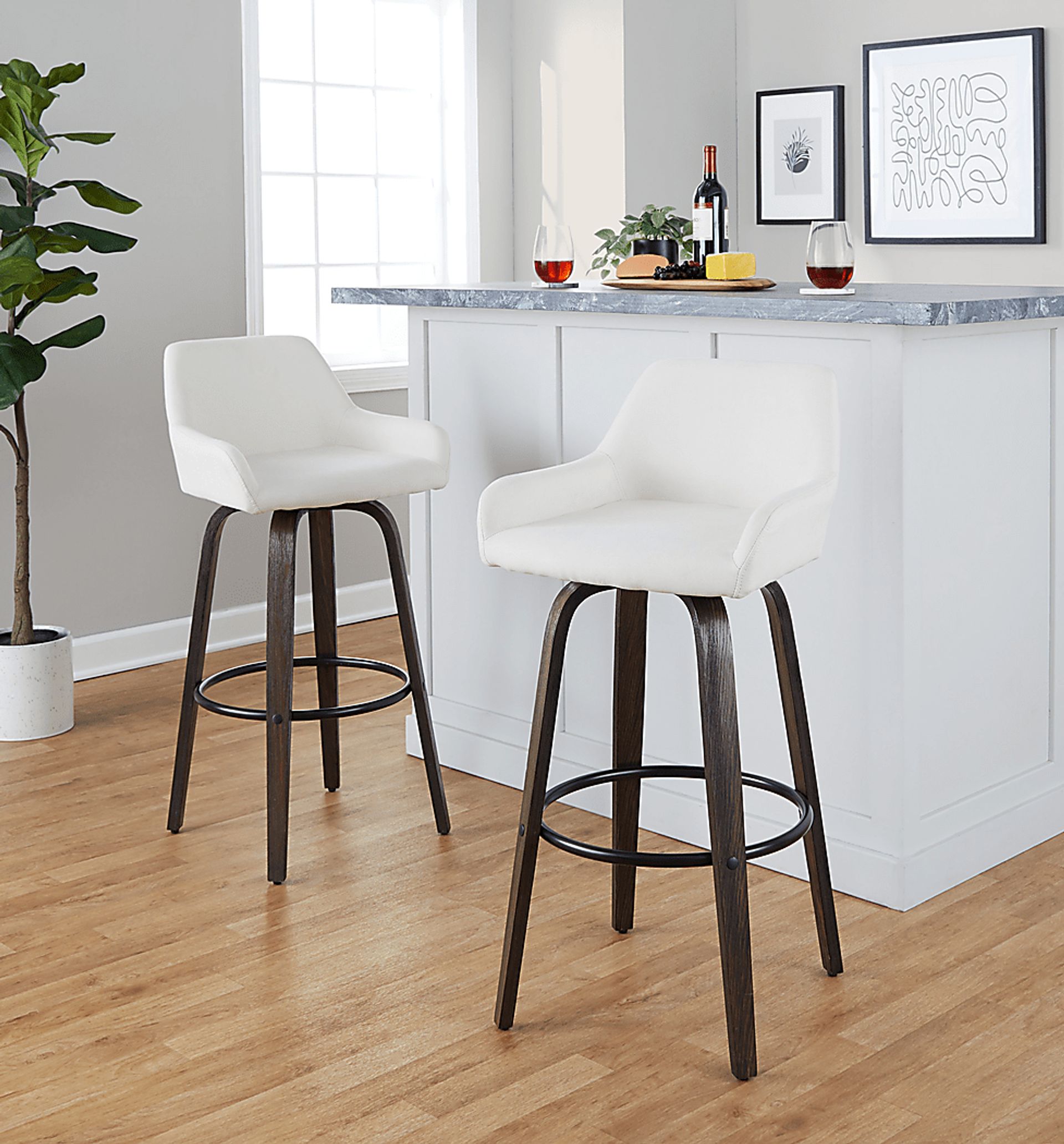 Rimcrest VII White Swivel Barstool, Set of 2 - Image 4