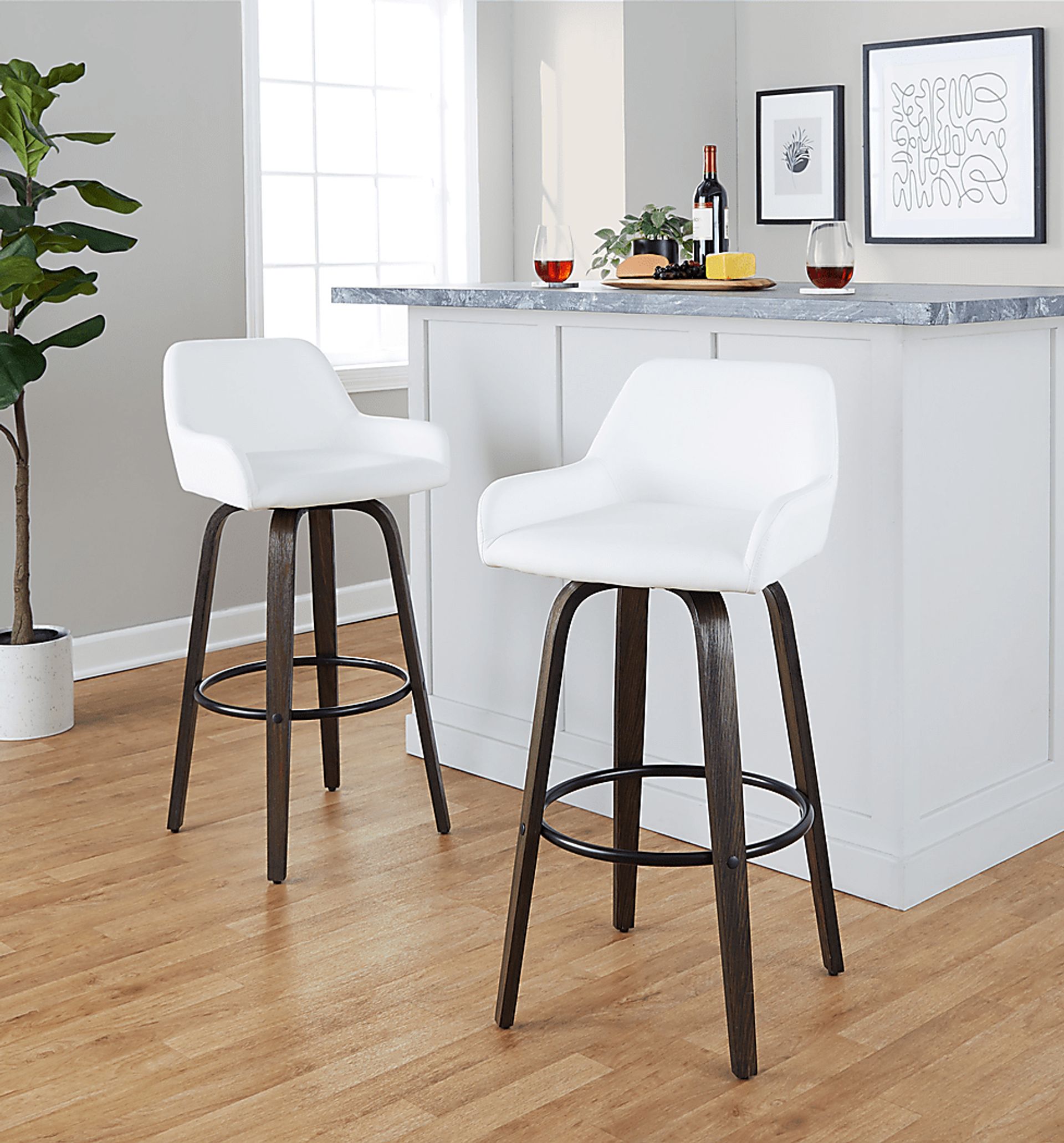 Rimcrest VII White Swivel Barstool, Set of 2 - Image 4