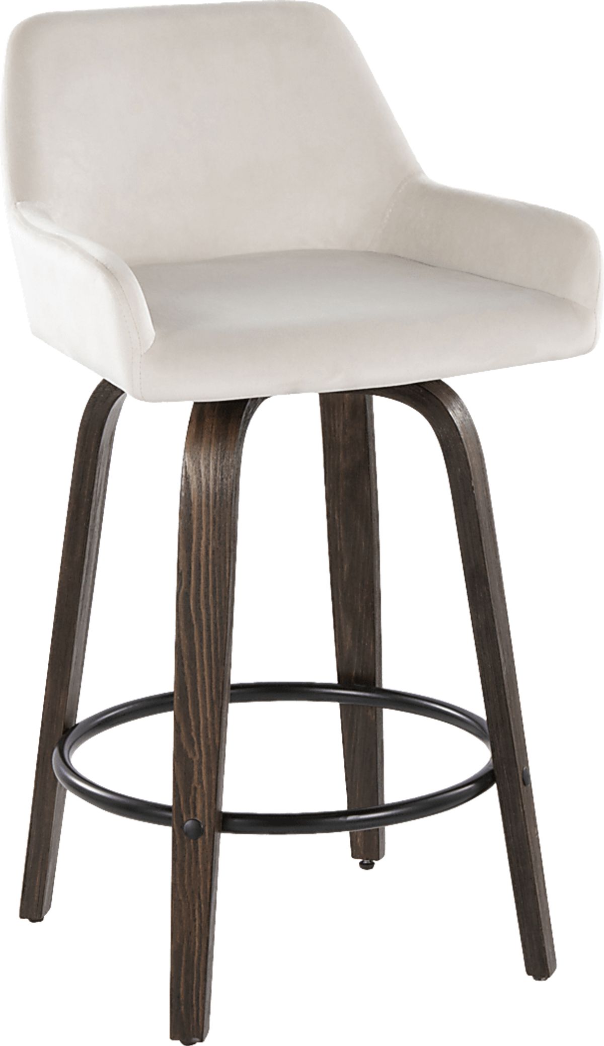 Rimcrest Vii Walnut Dark Wood White Swivel Barstool 