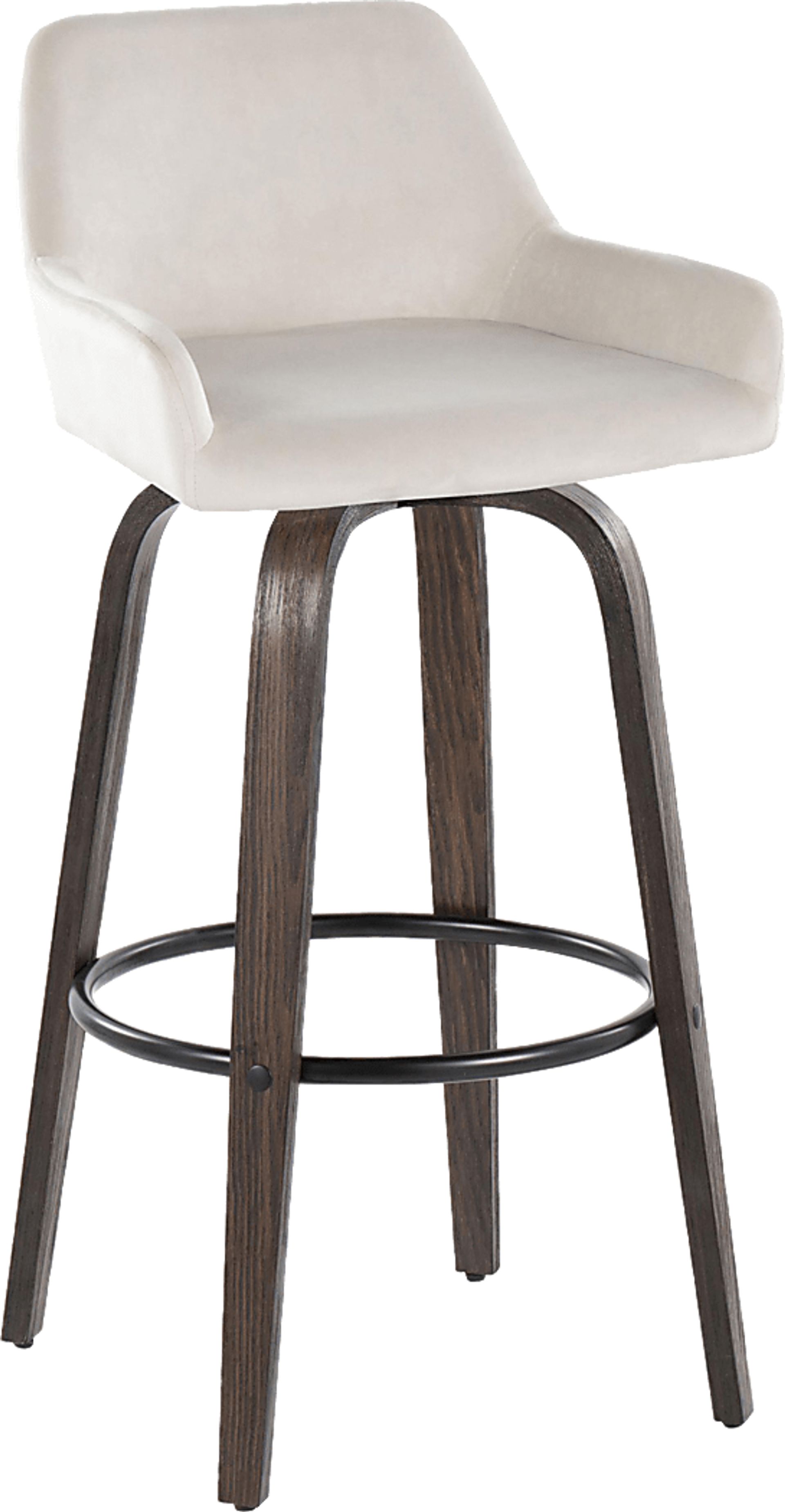 Rimcrest VII White Velvet Swivel Barstool, Set of 2 - Image 6