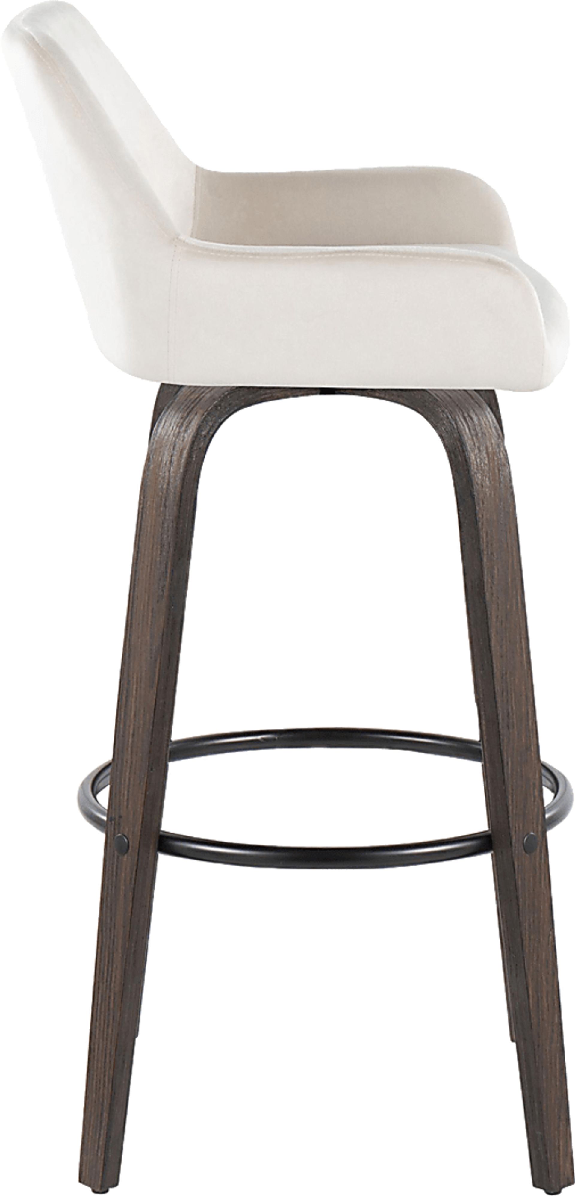 Rimcrest VII White Velvet Swivel Barstool, Set of 2 - Image 7